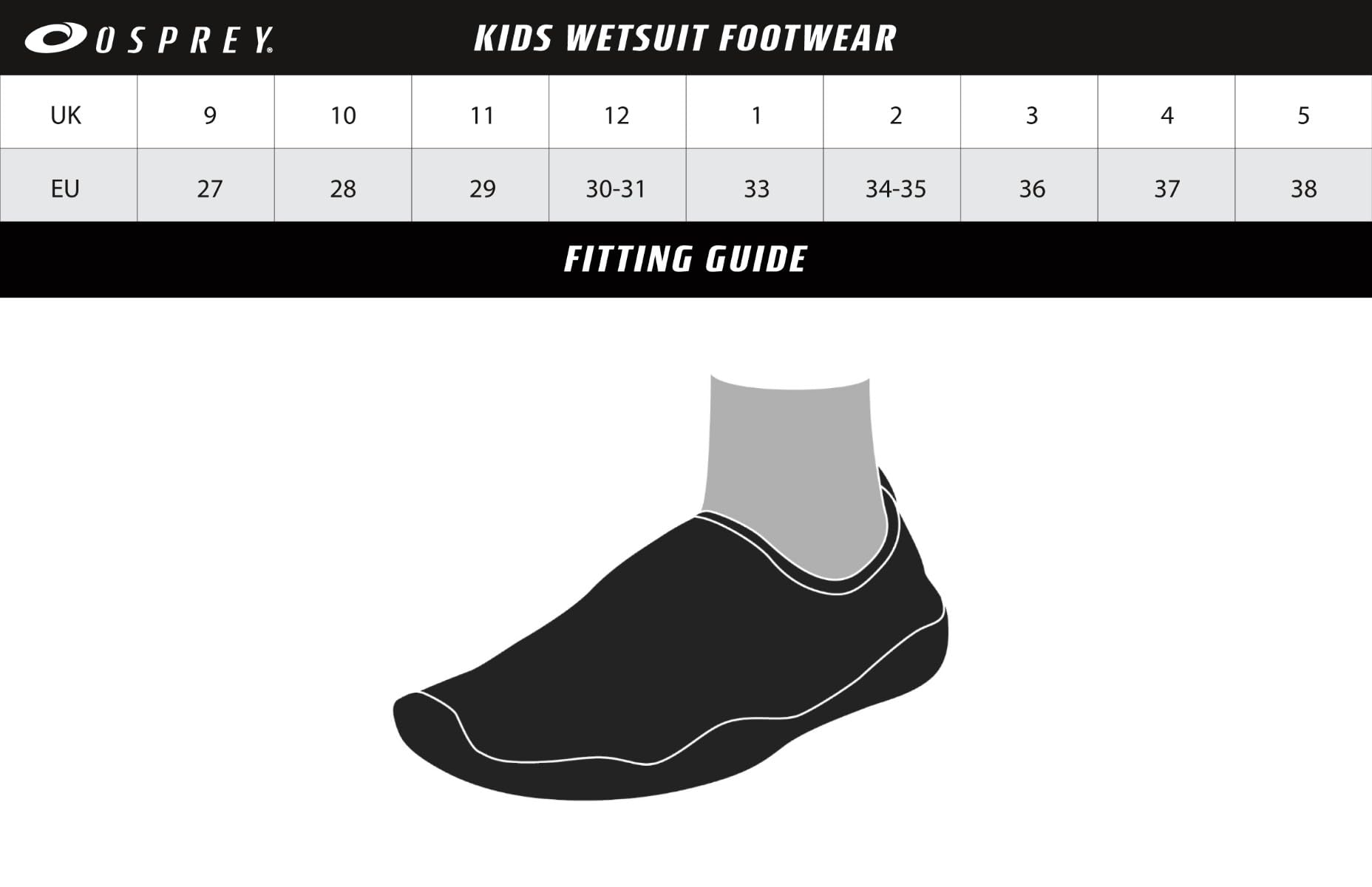Osprey Kids Wetsuit Boots - Neoprene Water Shoes for Children | Anti-Slip Aqua Socks for Beach, Pool & Surfing | Available in Multiple Sizes