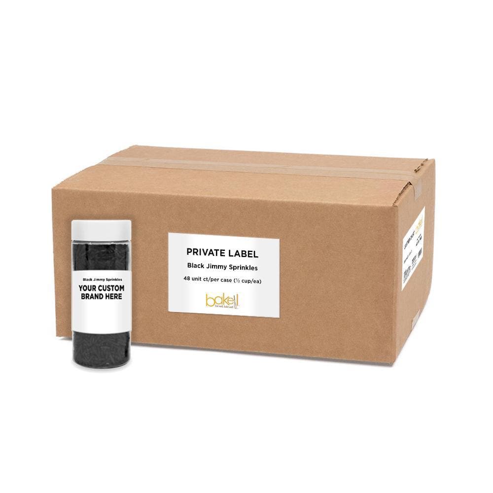 Premium Black Jimmies Sprinkles - Bulk 48 Count Case | Private Label Baking Decorations for Cakes, Cookies & Desserts