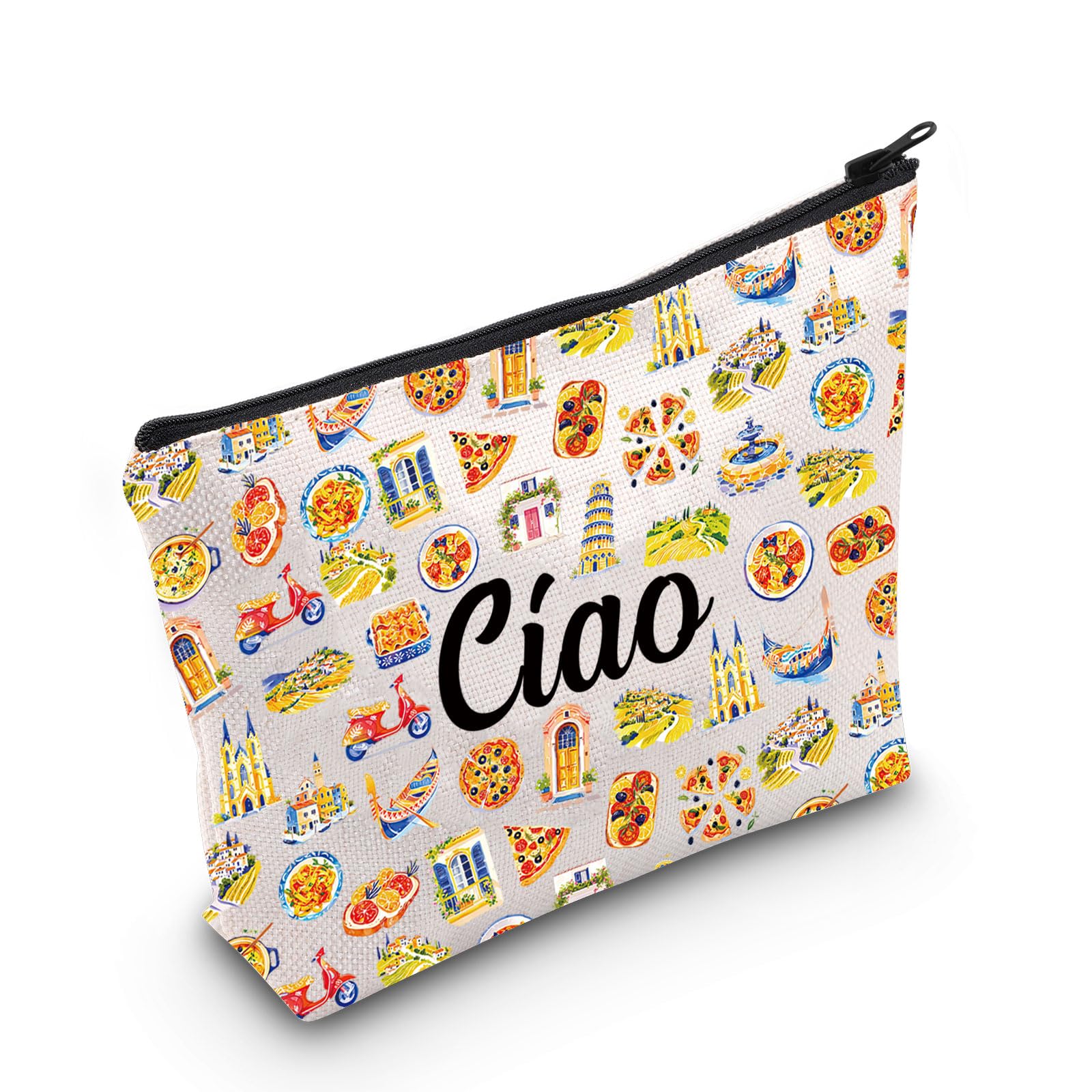 MNIGIU Italy Travel Gift Bag - Funny 'Ciao Bella' Makeup Pouch for Women | Italian-Themed Cosmetic Bag | Perfect Souvenir for Italy Trips, Bridal Showers & Birthday Presents