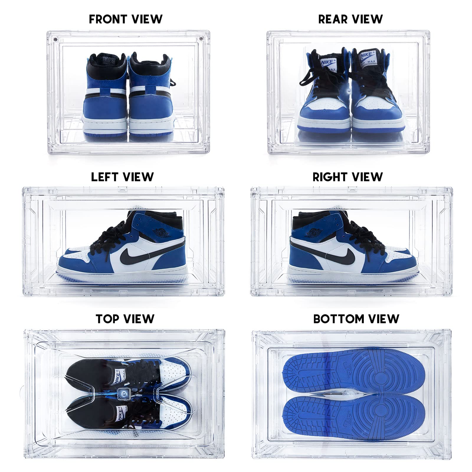 12 Pack Clear Acrylic Shoe Storage Boxes – Stackable Sneaker Display Case with Magnetic Door for Sneaker Collection, Boots & Hats Organizer (Fits US Size 15) | Perfect for Closet Organization & Shoe Store Displays