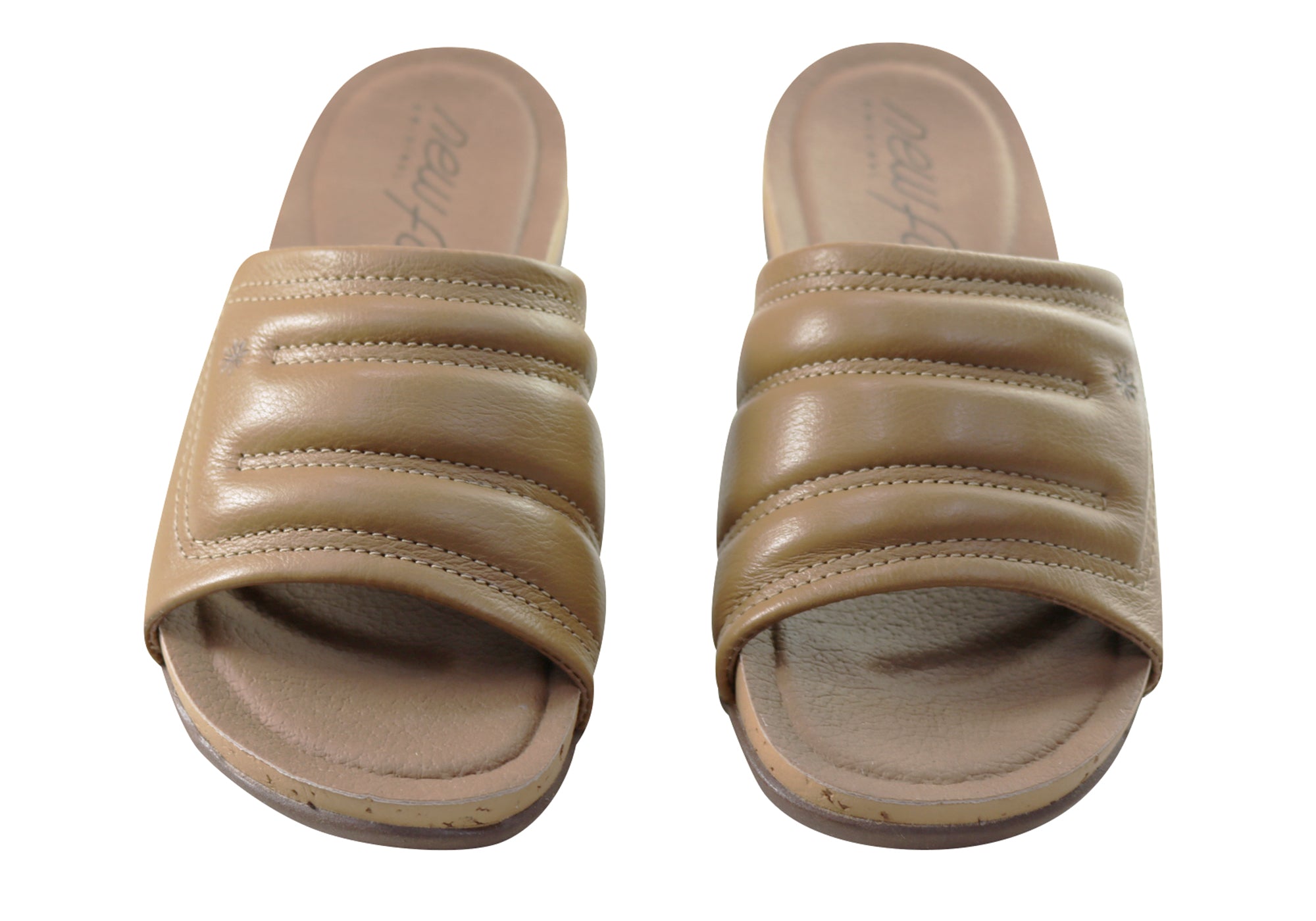 Women's Comfort Leather Slides Sandals - Soft & Breathable Face Fresco Design - Made in Brazil - Perfect for Beach, Pool & Summer Casual Wear