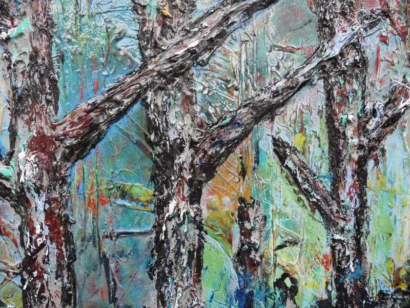 Abstract Realism Forest Trees Painting - Handmade Wall Art for Home & Office Decor - Perfect for Living Room, Bedroom, or Office Space