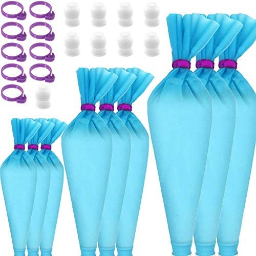 Reusable Silicone Piping Bags for Cake Decorating - 3 Sizes (12”+14”+16”) with 9 Couplers & 9 Ties - Large Icing Frosting Bags for Baking Supplies - Perfect for Cupcakes, Cookies, and Pastry Decorating