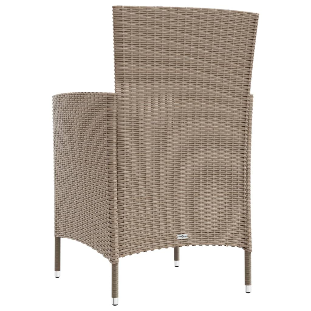 vidaXL Durable Poly Rattan Patio Chairs with Thick Padded Cushions - Beige/Cream Outdoor Furniture Set for Garden, Poolside & Backyard Relaxation