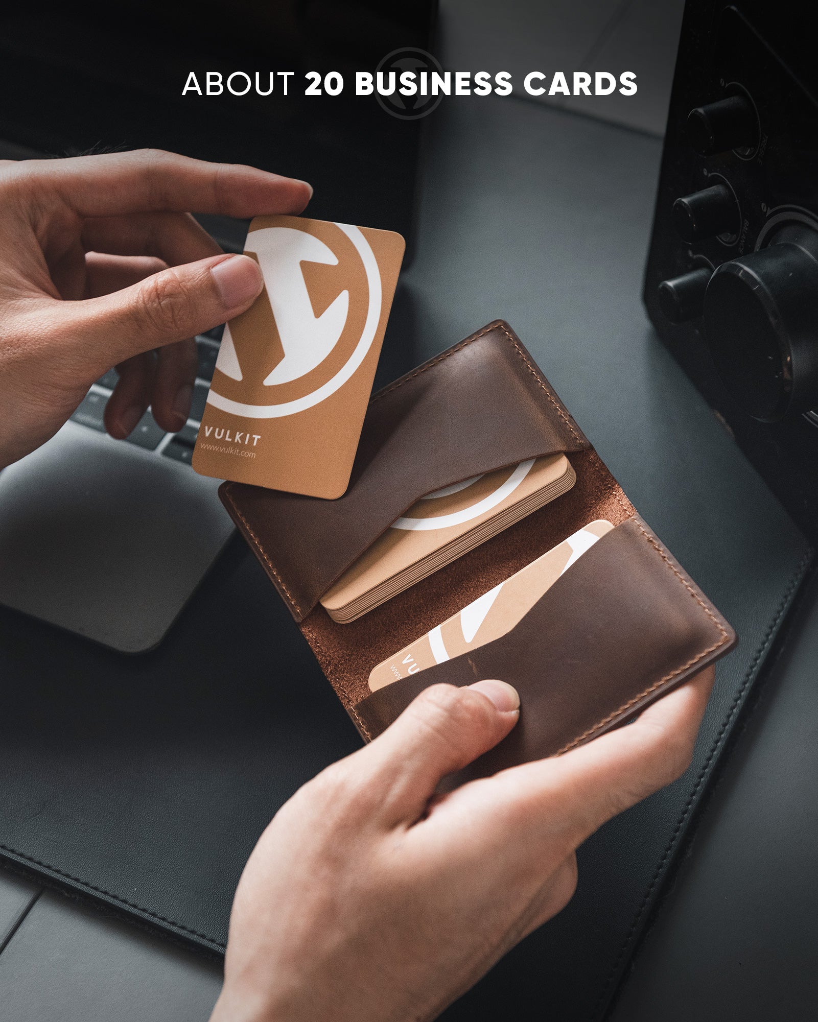 VBC100P Genuine Crazy Horse Leather Slim Business Card Holder - Holds 20 Cards | Two-Sided Design for Professionals | Perfect for Networking Events & Office Use