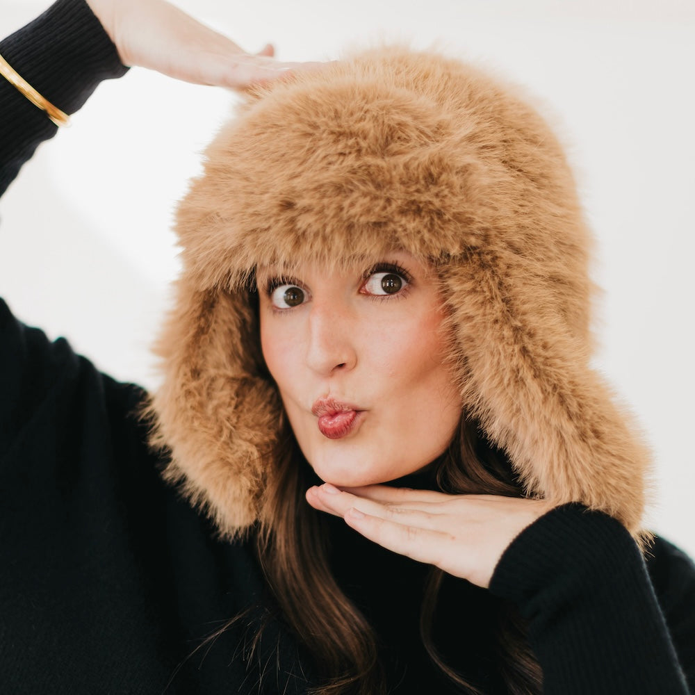 Bonnie Bomber Faux Fur Winter Hat for Women - Warm & Stylish Beanie with Ear Flaps - Perfect for Cold Weather, Snowboarding, Skiing & Outdoor Activities