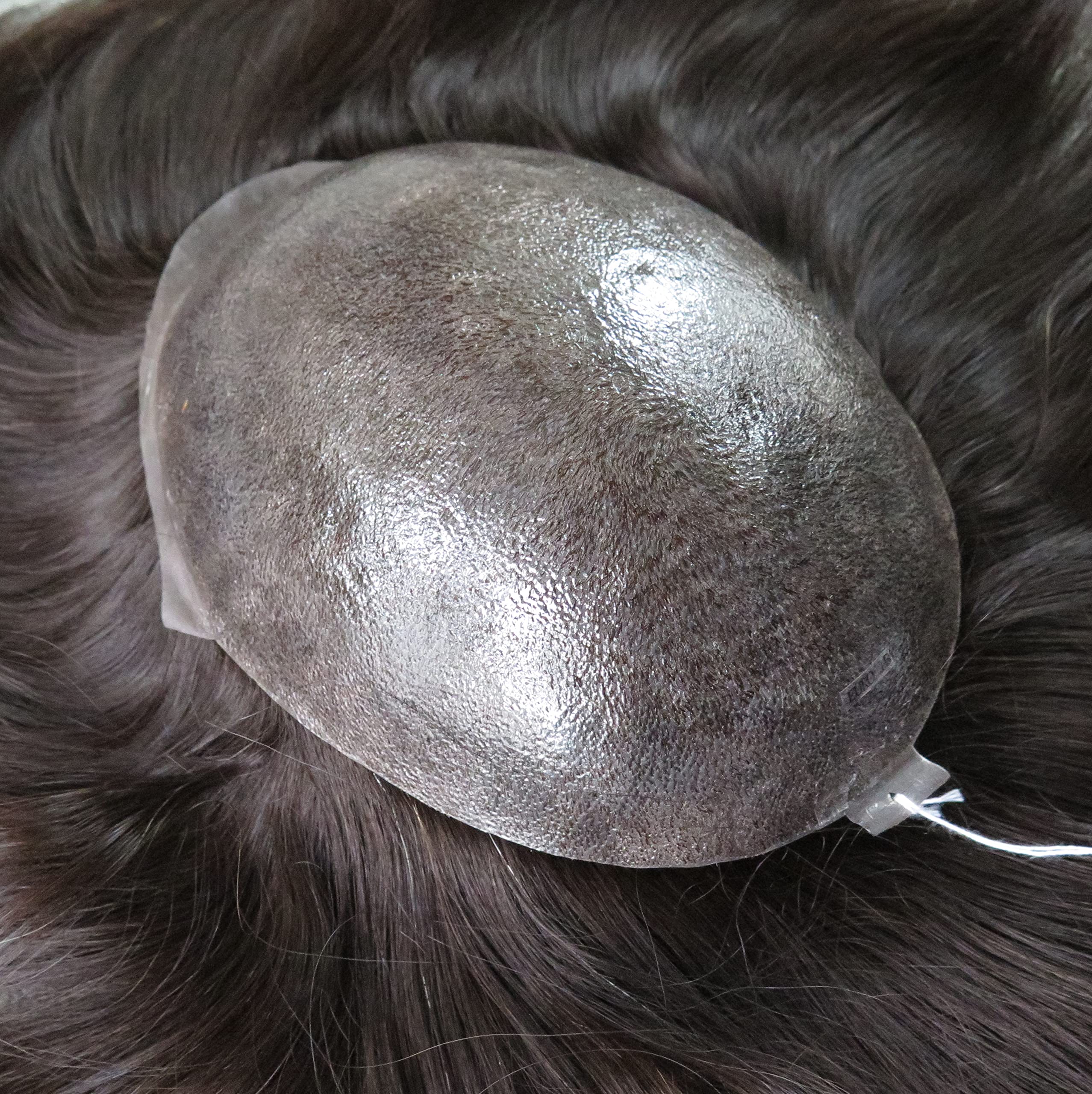 #1B European Virgin Human Hair Toupee for Men - Thin Skin Injection Replacement System | Natural Looking Real Wigs & Hair Units for Daily Wear & Special Occasions