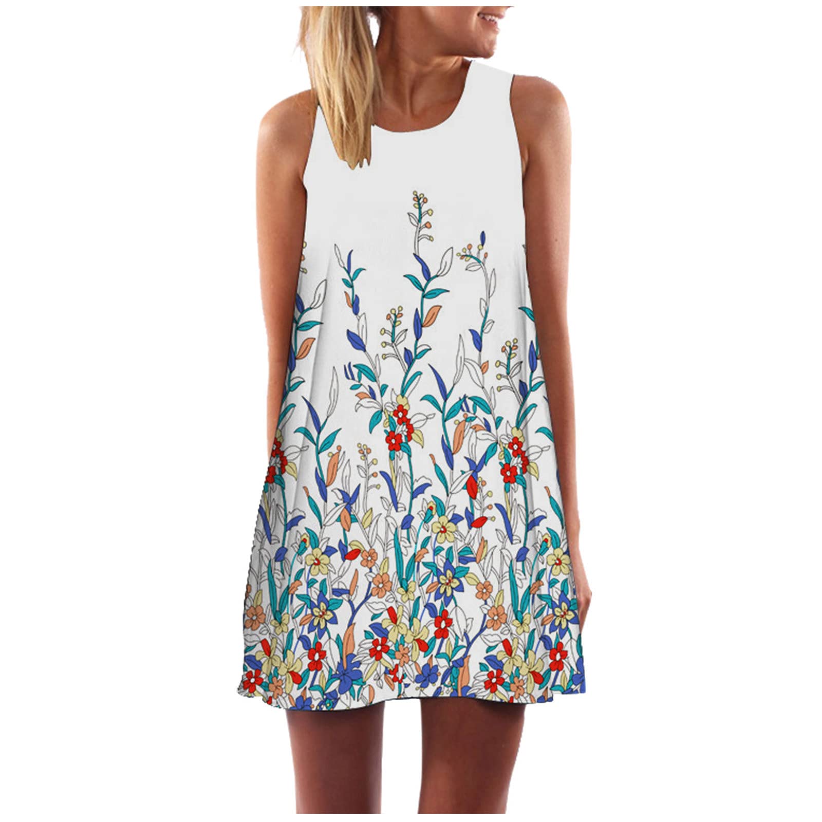 2022 Women's Printed Mini Summer Dress - Sleeveless Boho Beach Dress for Women | Vintage Style | Perfect for Beach Vacations, Parties & Casual Outings