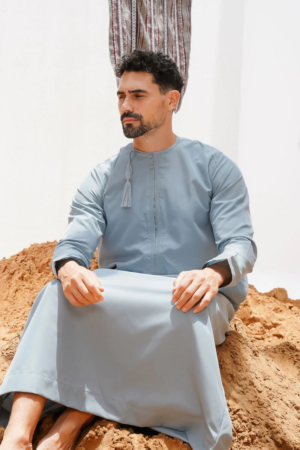 Premium Faris Omani Thobe/Jubba for Men - Duck Egg Blue Traditional Arabic Robe - Perfect for Eid, Weddings & Special Occasions