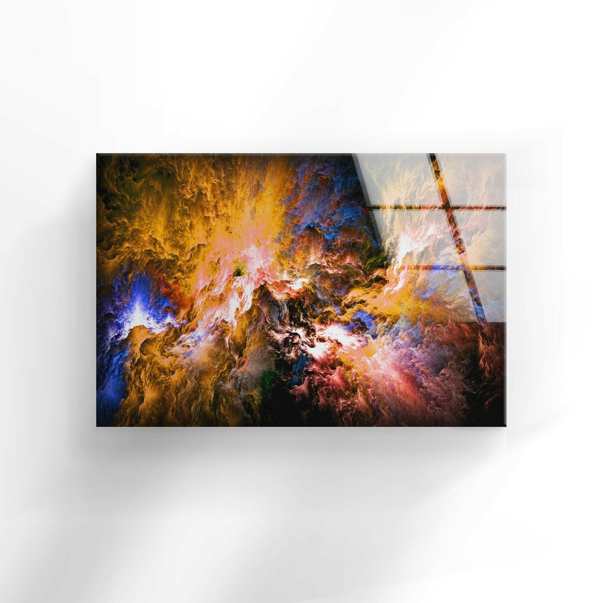 Vibrant Supernova Abstract Glass Wall Art - Handmade Modern Home Decor for Living Room, Bedroom & Office - Unique Gift Idea for Housewarming & Interior Design