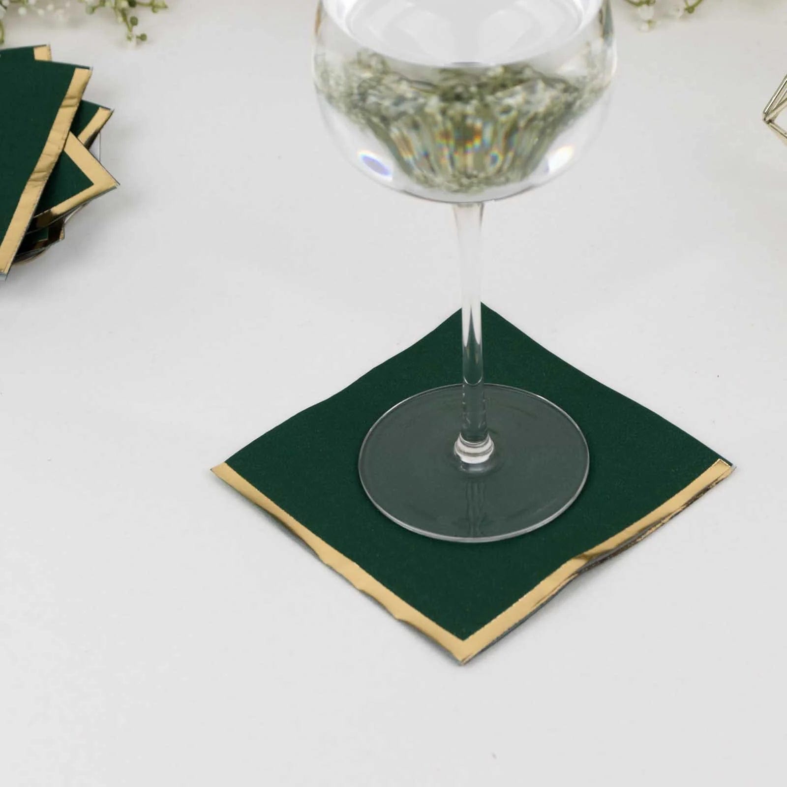 50 Soft 2-Ply Disposable Dinner Cocktail Napkins with Gold Foil Edge - Elegant Party Tableware for Weddings, Events & Home Entertaining