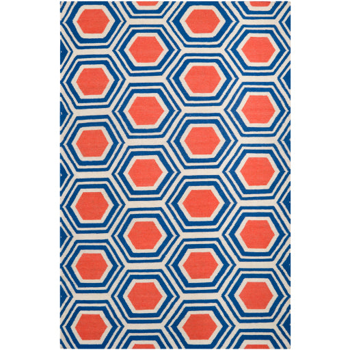Fallon Hexagon Area Rug - Burnt Orange Bohemian Style Handmade Non-Slip Rug for Living Room, Bedroom, Nursery & Home Decor