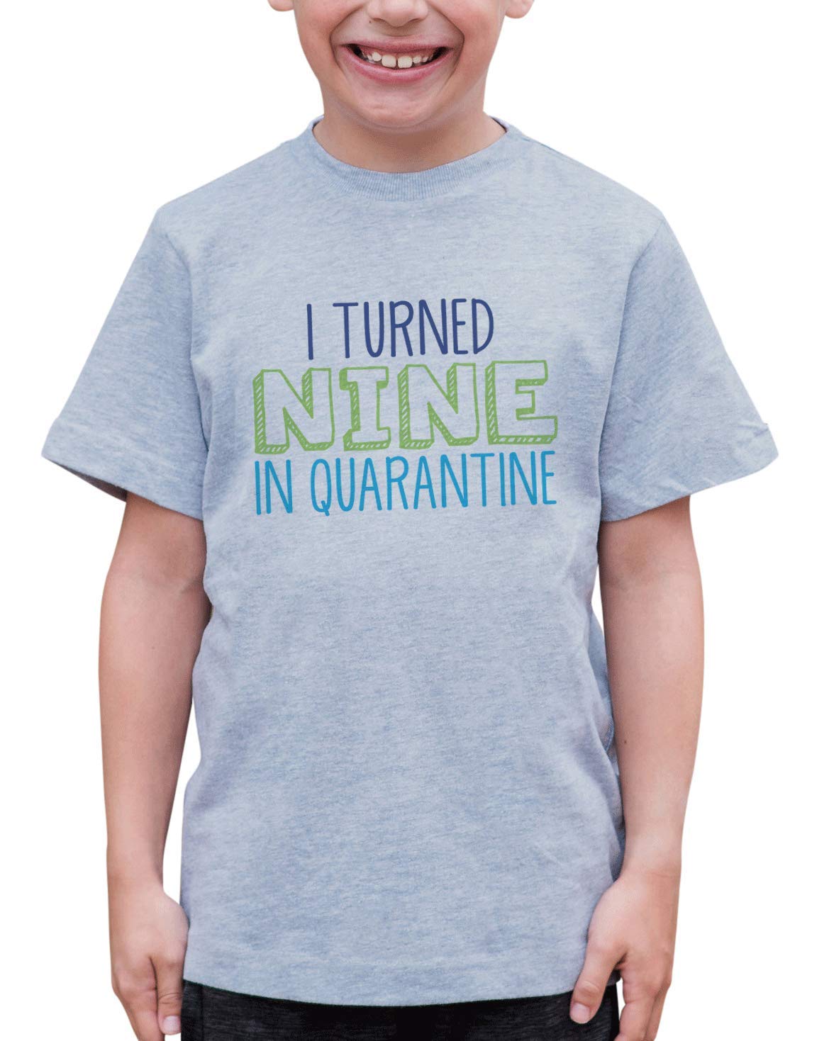 7 Ate 9 Apparel Boys' 9th Birthday T-Shirt - Funny Math Pun Quarantine Shirt for Birthday Parties & Virtual Celebrations
