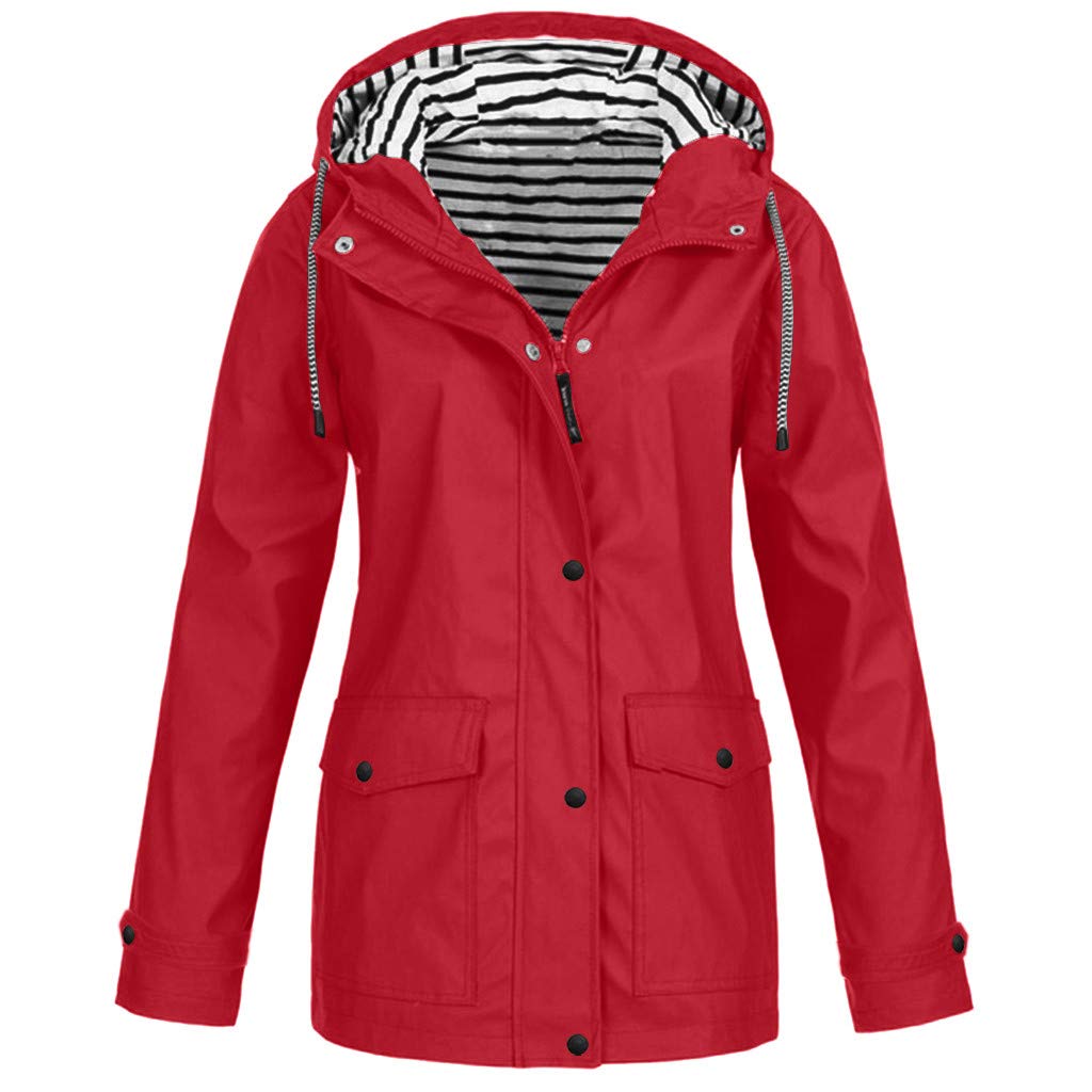 LEKODE Windproof Jacket Women's Hoodie Pocket Casual Solid Tops - Outdoor Hiking Travel Running
