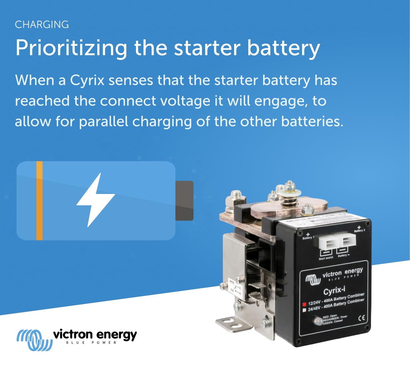 Victron Energy Cyrix-i 12/24V 400A Smart Battery Combiner - Marine, RV & Off-Grid Power System Solution