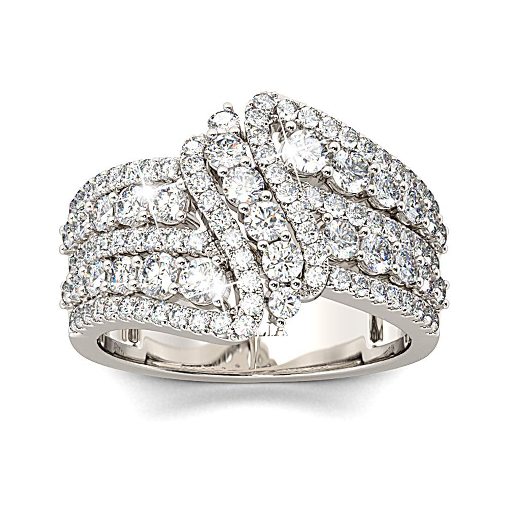 Jeulia Sterling Silver Intertwined Crossover Rings for Women - Elegant Wedding Band, Round Cut Engagement & Anniversary Promise Ring - Perfect Birthday Gift with Jewelry Box | Ideal for Weddings, Anniversaries, Valentine's Day & Special Occasions