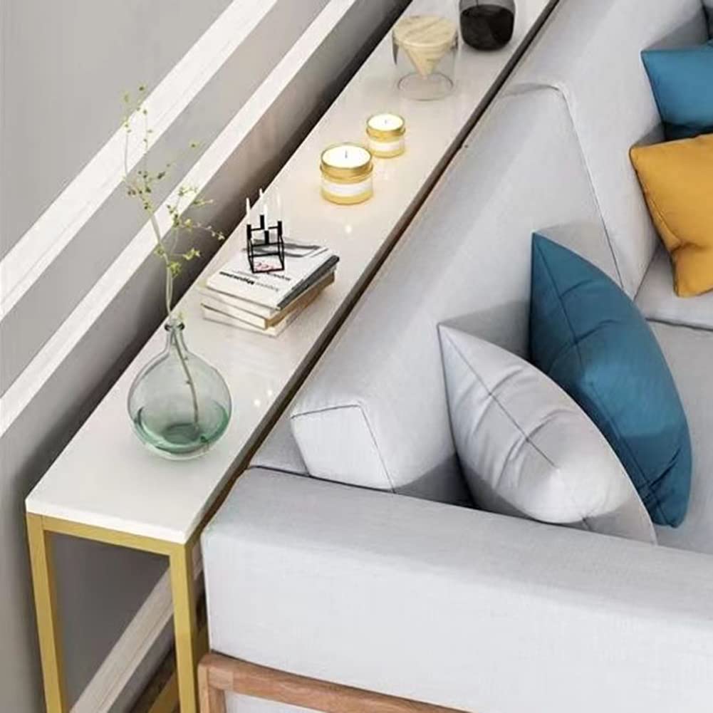 KWOKING White Gold Rectangle Console Table - Slim Sofa Table for Hallway, Living Room & Bedroom - 39.5