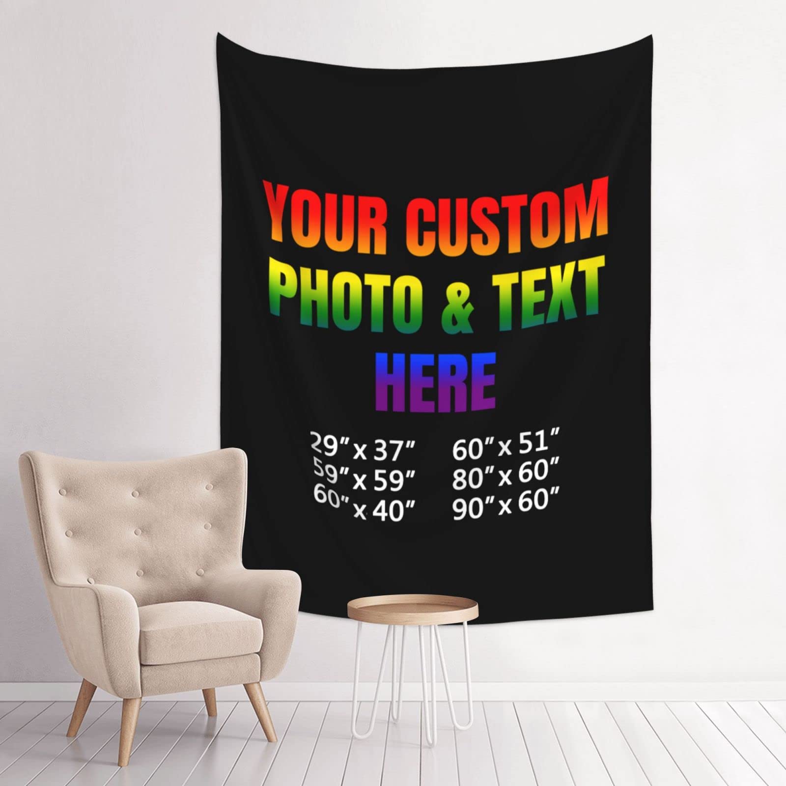 Custom Tapestry Backdrop - Personalized Wall Hanging Art with Your Design - 29x37 Inch Wedding, Birthday Party Decor - Perfect for Photo Booths, Home Decor & Event Backgrounds