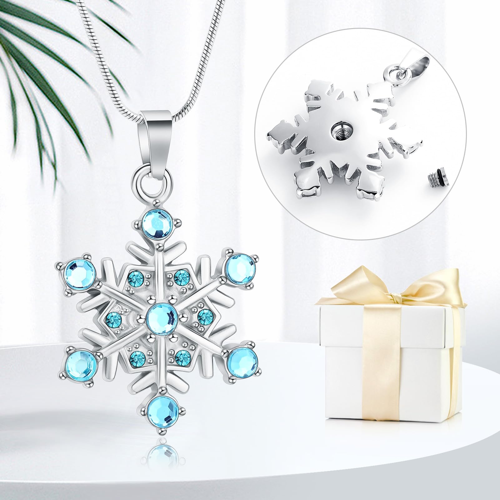 Memorial Jewelry Necklace for Ashes - Snowflake Pendant Cremation Urn Keepsake | Thoughtful Sympathy Gift for Loss of Loved One | Perfect for Funeral, Remembrance & Special Occasions