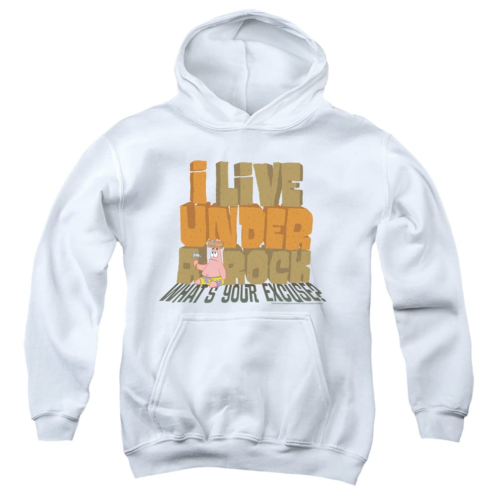 LOGOVISION Spongebob 'What's Your Excuse?' Unisex Youth Pullover Hoodie - Comfortable Cartoon Character Sweatshirt for Kids & Teens - Perfect for School, Casual Wear & Spongebob Fans