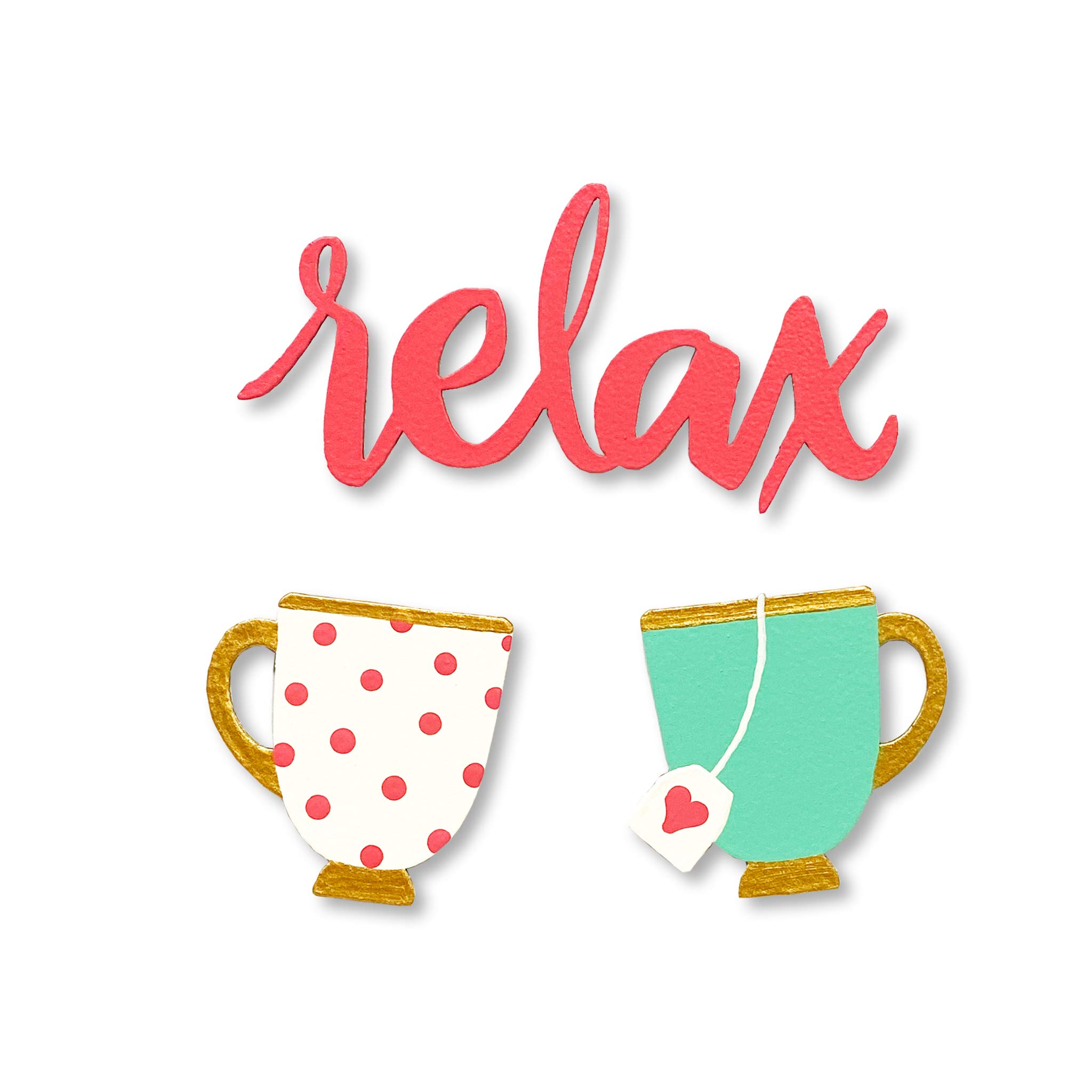 Relaxing Tea Cup Magnets Set of 3 - Inspirational Word Phrase Decor for Home & Office - Perfect for Refrigerator, Whiteboard, and Bulletin Board Organization