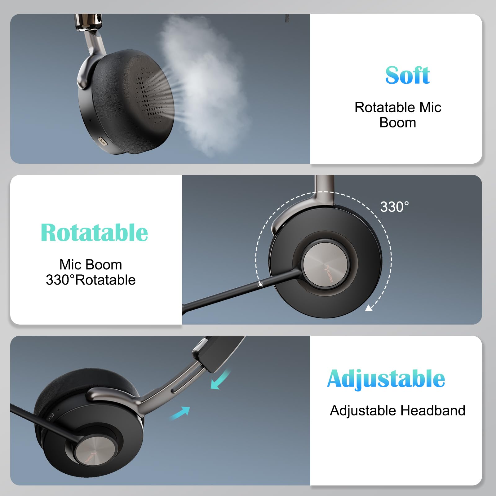 MAIRDI Wireless Bluetooth Headset with Microphone - AI Noise Cancelling for PC, Laptop, Phone - 40 Hours Battery Life - Perfect for Office, Call Center, Remote Work & Online Meetings (Teams, Zoom, Skype)