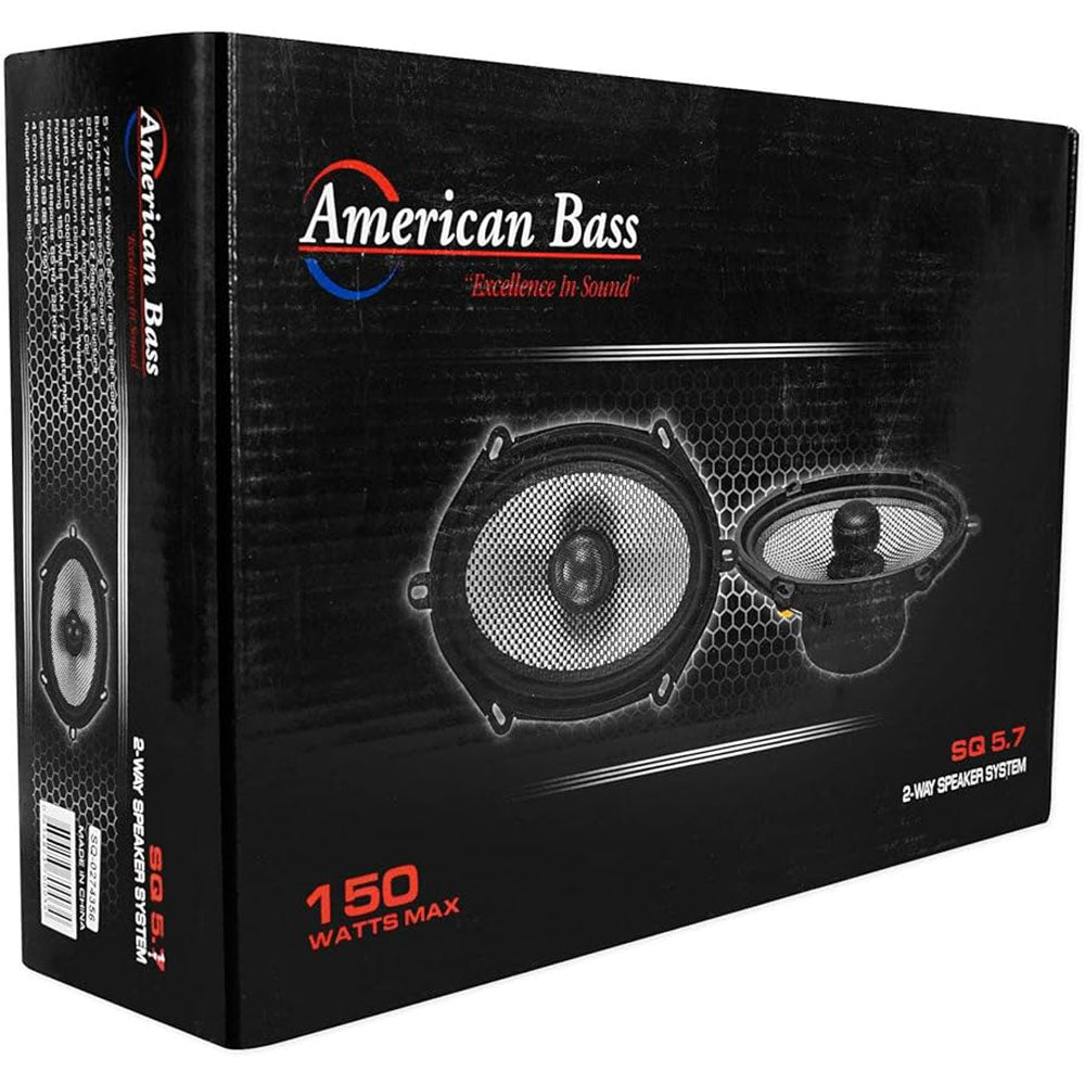 American Bass SQ5.7 150W 5x7 Inch 2-Way Coaxial Car Speakers - Premium Sound for Trucks, SUVs & Custom Auto Audio Systems