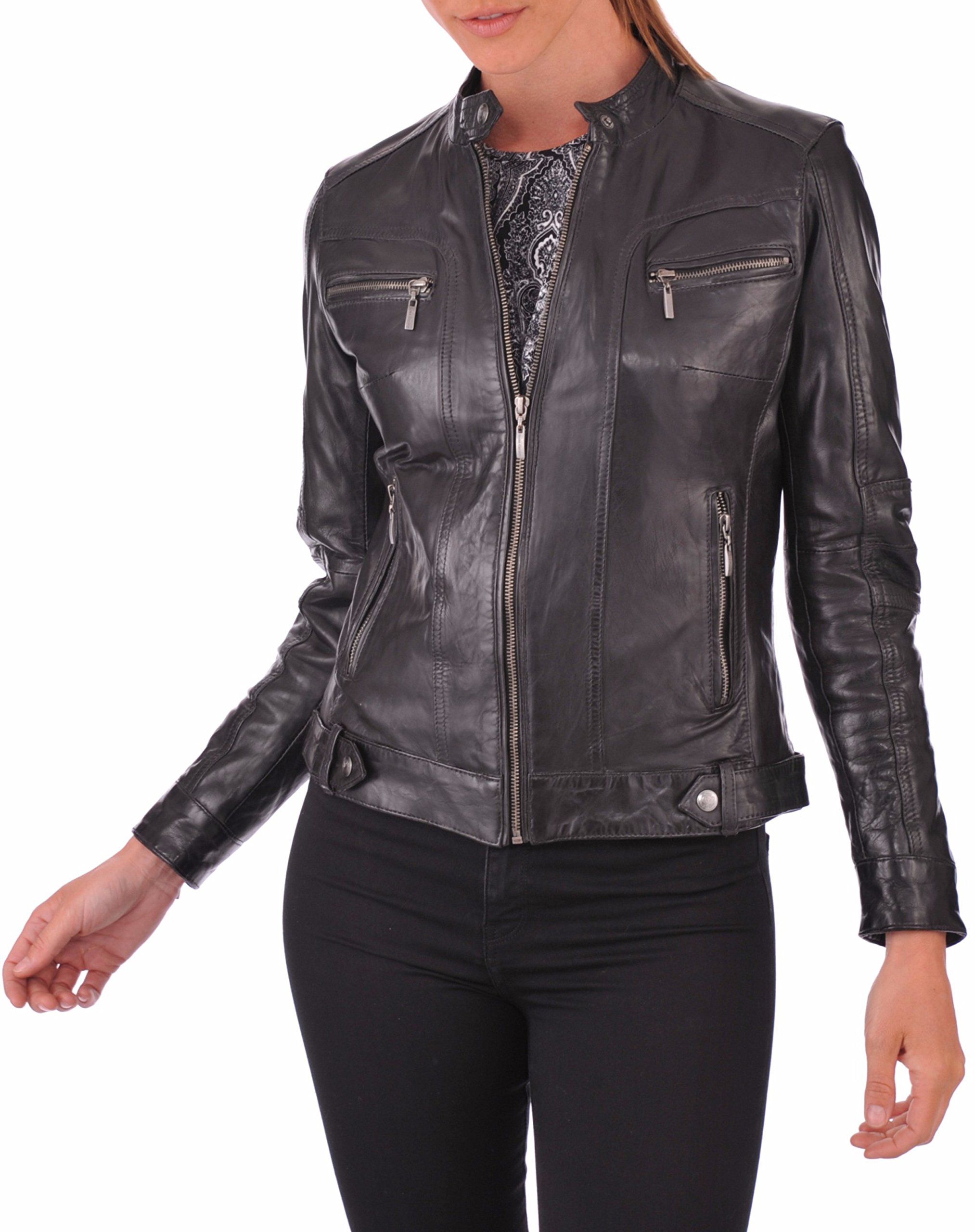 Premium Women's 100% Lambskin Leather Bomber Jacket - Full Sleeve Biker Motorcycle Jacket with Regular Fit | Stylish Outerwear for Casual Wear, Night Out & Motorcycle Riding