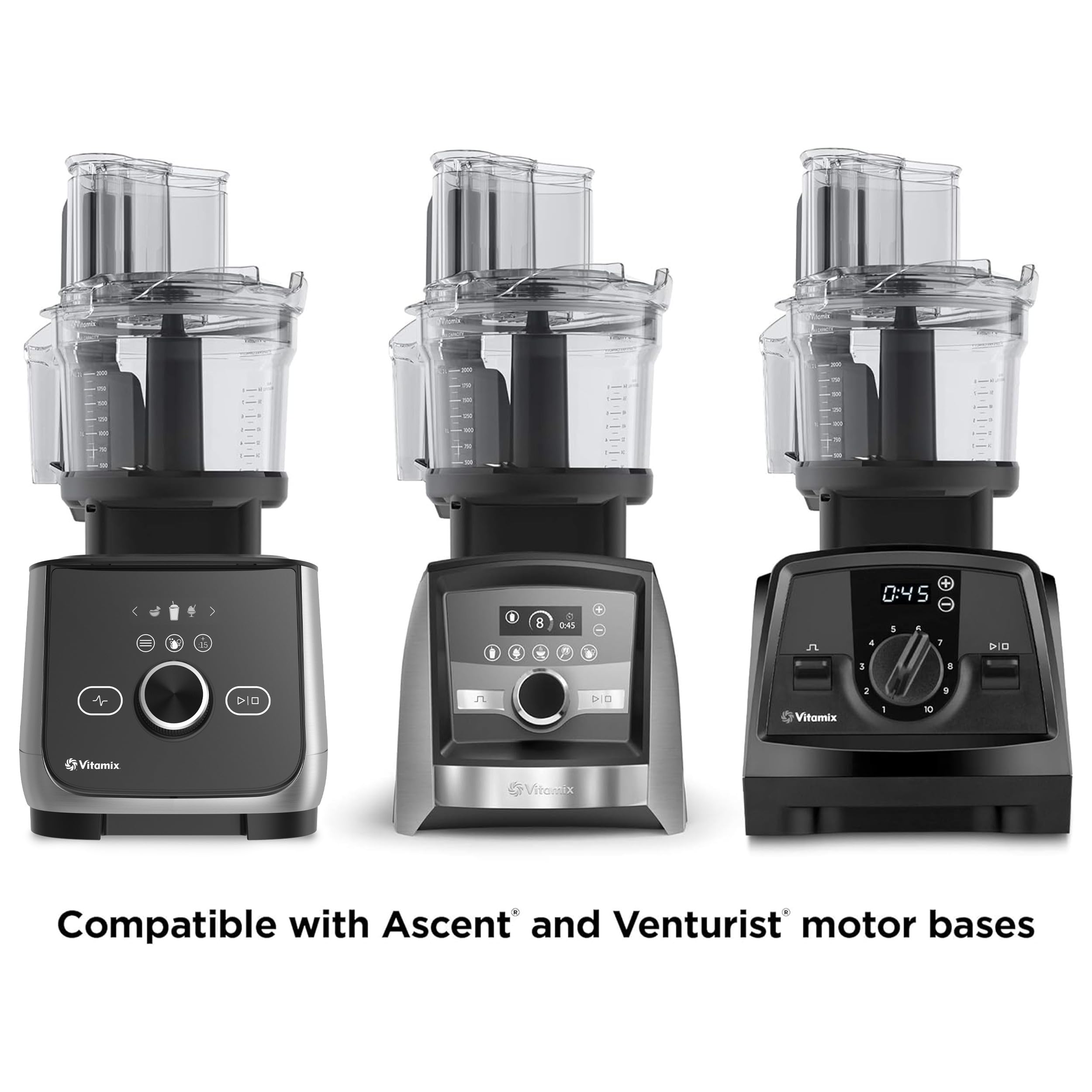 Vitamix 12-Cup Food Processor Attachment with SELF-DETECT™ Technology - Compatible with Ascent & Venturist Series Blenders - Perfect for Chopping, Slicing & Shredding - Ideal for Meal Prep, Smoothies & Healthy Cooking (Black)