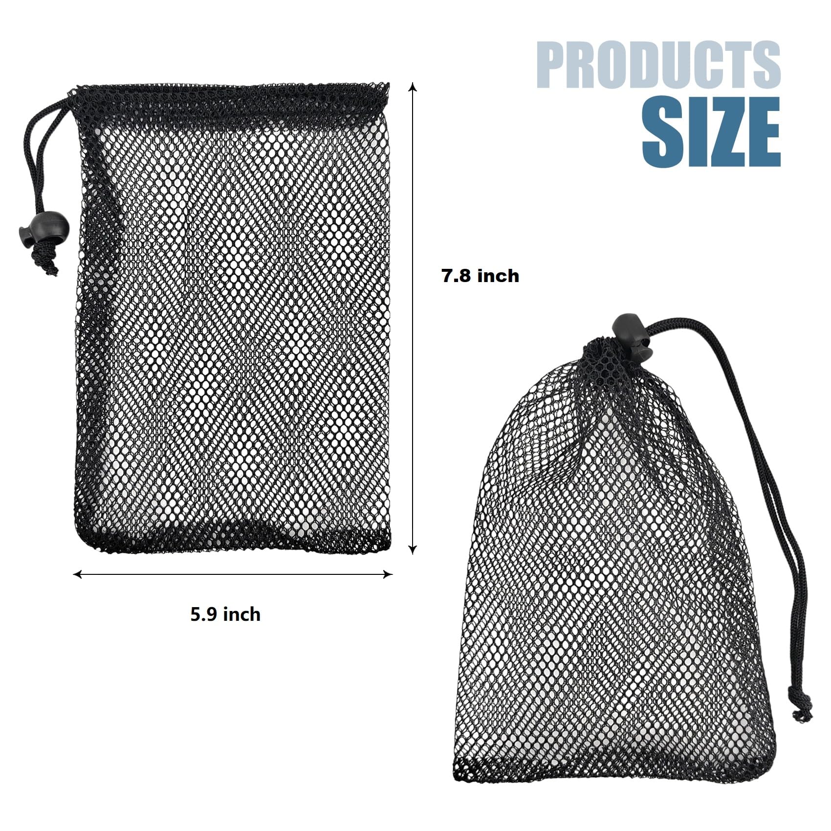 5-Pack Black Mesh Drawstring Storage Bags for Jewelry, Travel, Kitchen & Wedding Organizer (5.9 x 7.8 Inches) - Perfect for Small Item Storage, Gift Wrapping & Travel Accessories
