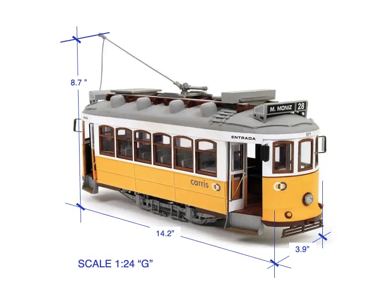 53005 Lisboa Tramway 1:24 Scale Model Kit - Highly Detailed Collectible Tram Toy for Adults & Kids | Perfect for Home Decoration, Train Enthusiast Gifts & Model Building Projects