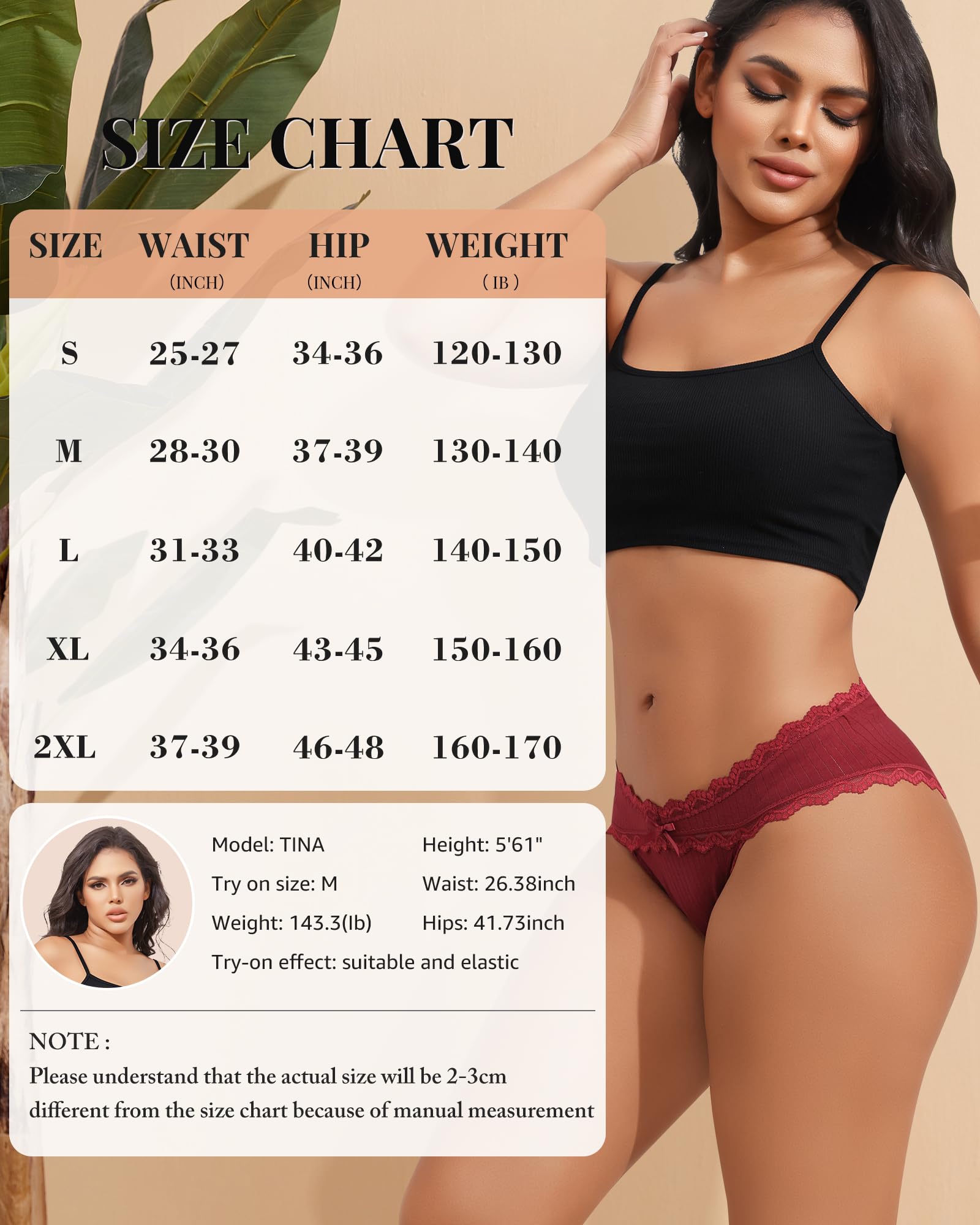 LEVAO Women's Cotton Cheeky Bikini Panties - Lace Trim Stretch Hipster Underwear Multipack (S-XXL) for Everyday Comfort & Sleepwear