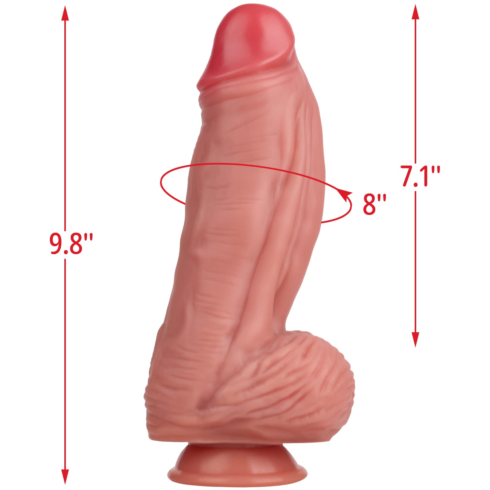 Realistic 9.8 Inch Large Dildo with Double Layer Design - Thick Strong Suction Cup Base for Hands-Free Play - Adult Sex Toy for Couples & Solo Pleasure - Perfect for Bedroom Fun, BDSM, and Fantasy Roleplay