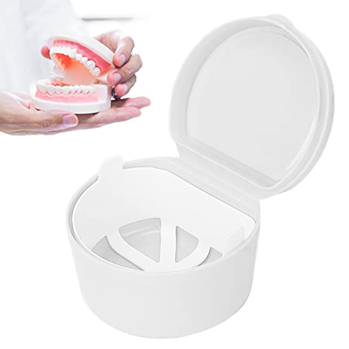 Portable Dental Retainer Case - Orthodontic Retainer Storage Box for Dentures & Aligners | Travel-Friendly, Compact Design for Home, Office & On-the-Go Use (White)