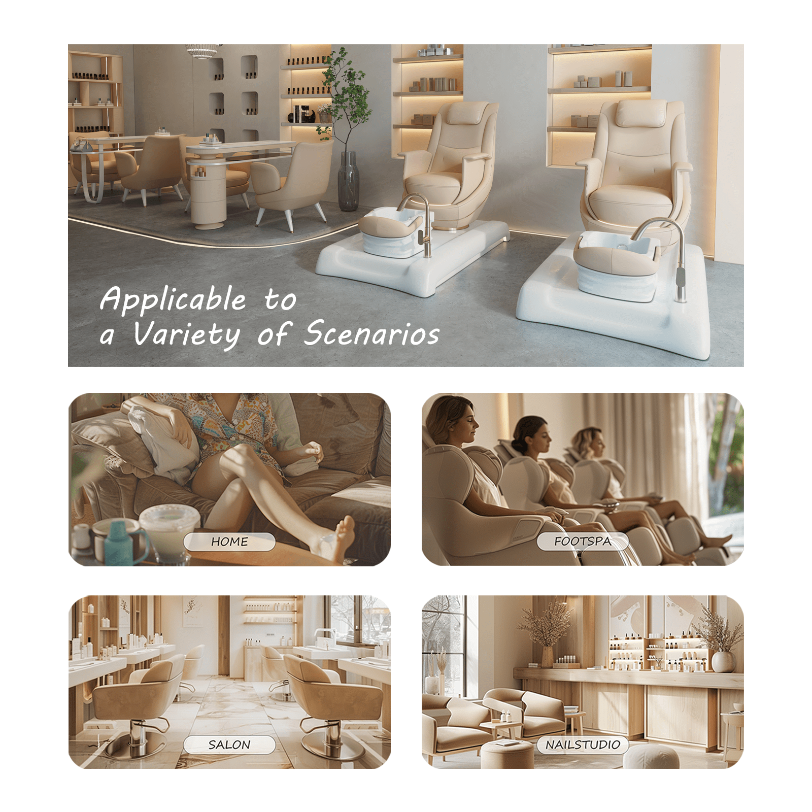 BENORAVO Modern Pedicure Spa Chair - Adjustable Massage Salon Chair for Nail & Foot Care - Perfect for Home Spa, Nail Salons & Beauty Parlors