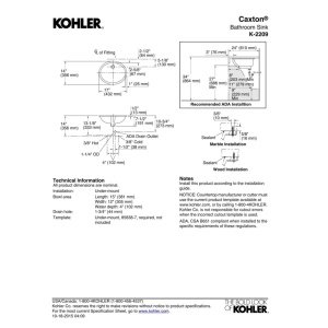 KOHLER K-2209-96 Caxton 17 Inch Oval Undermount Bathroom Sink - White Biscuit Porcelain Basin with Overflow Drain, No Faucet Holes - Perfect for Modern Bathroom Vanities and Powder Rooms