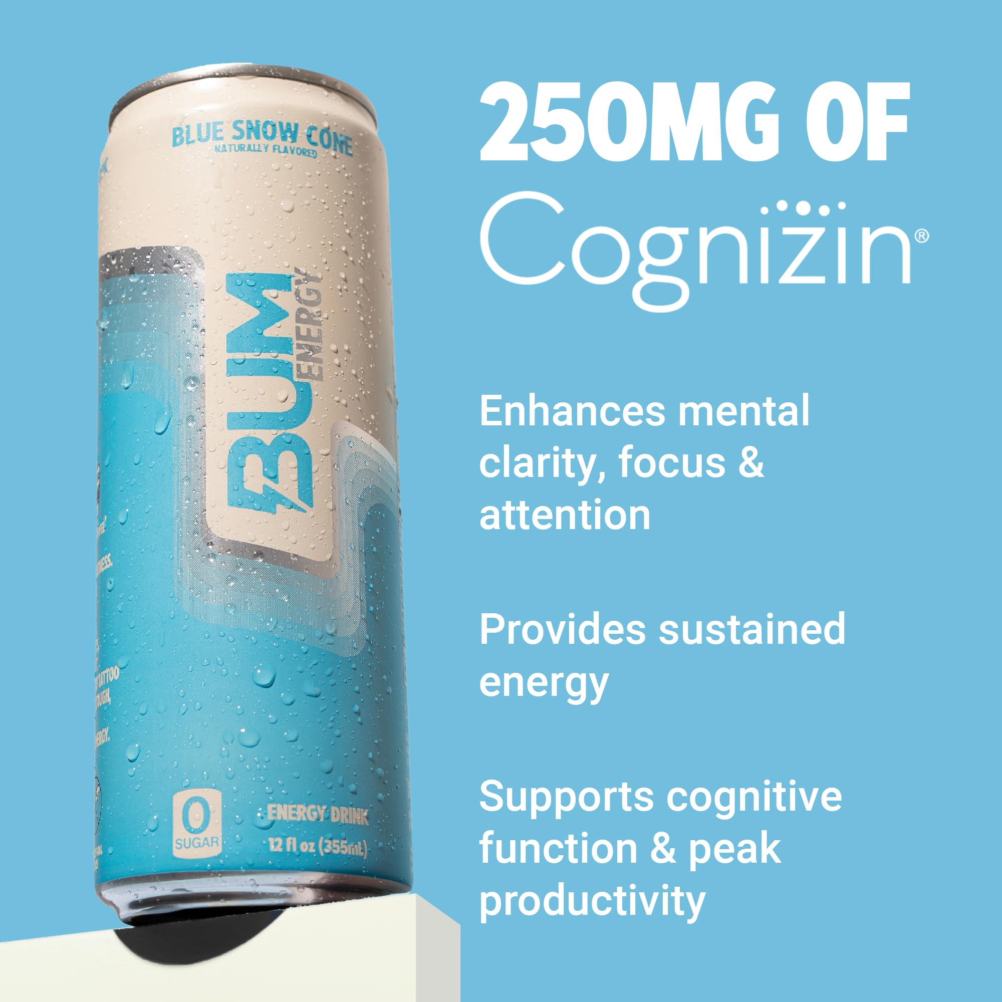 Sugar-Free Bum Energy Drinks - 12 Pack (355ml Each) | Low-Calorie Caffeine Boost for Workouts, Gaming & All-Nighters
