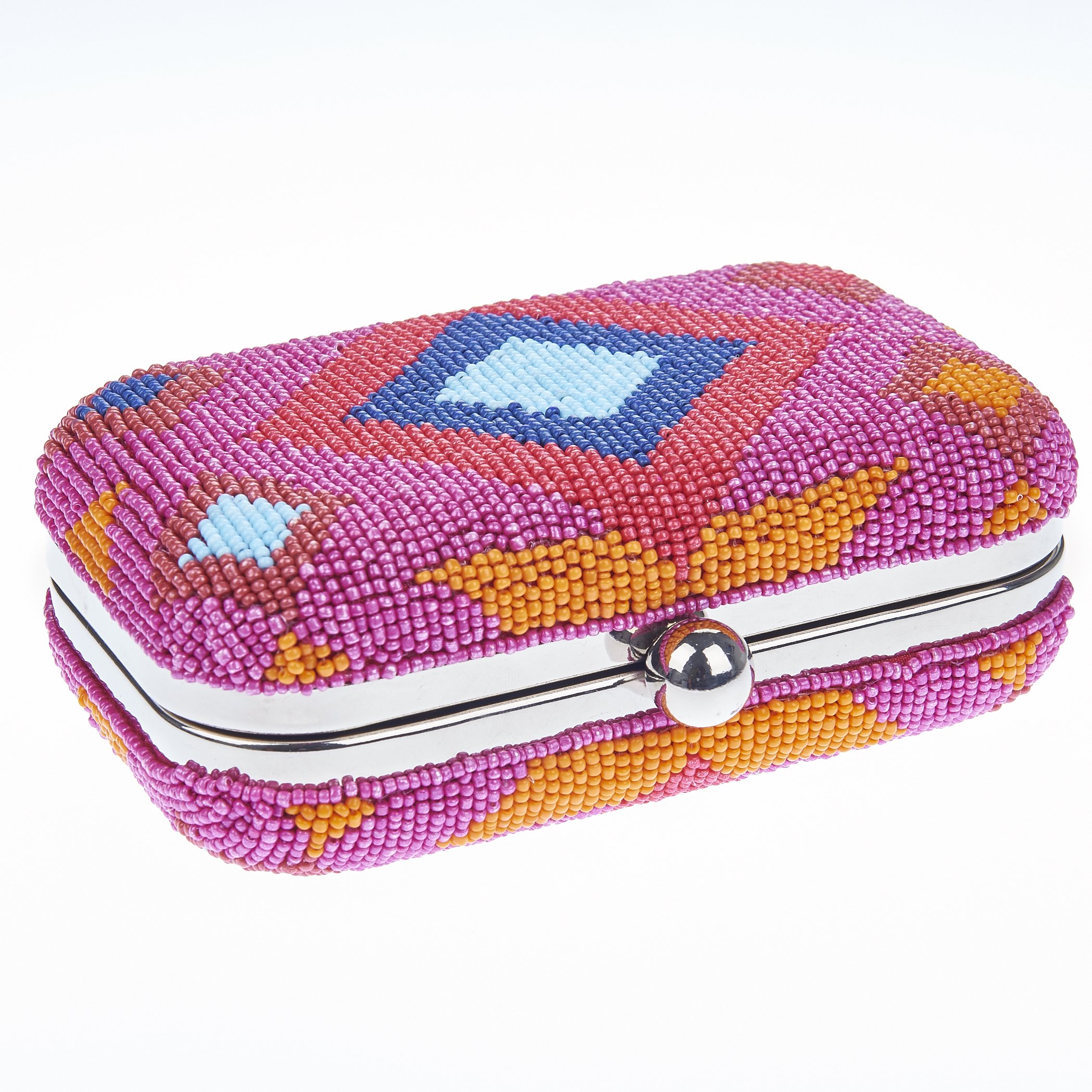 Dakota Beaded Box Clutch Crossbody Bag - Pink & Multicolor Bohemian Handbag for Women | Perfect for Weddings, Parties & Evening Events