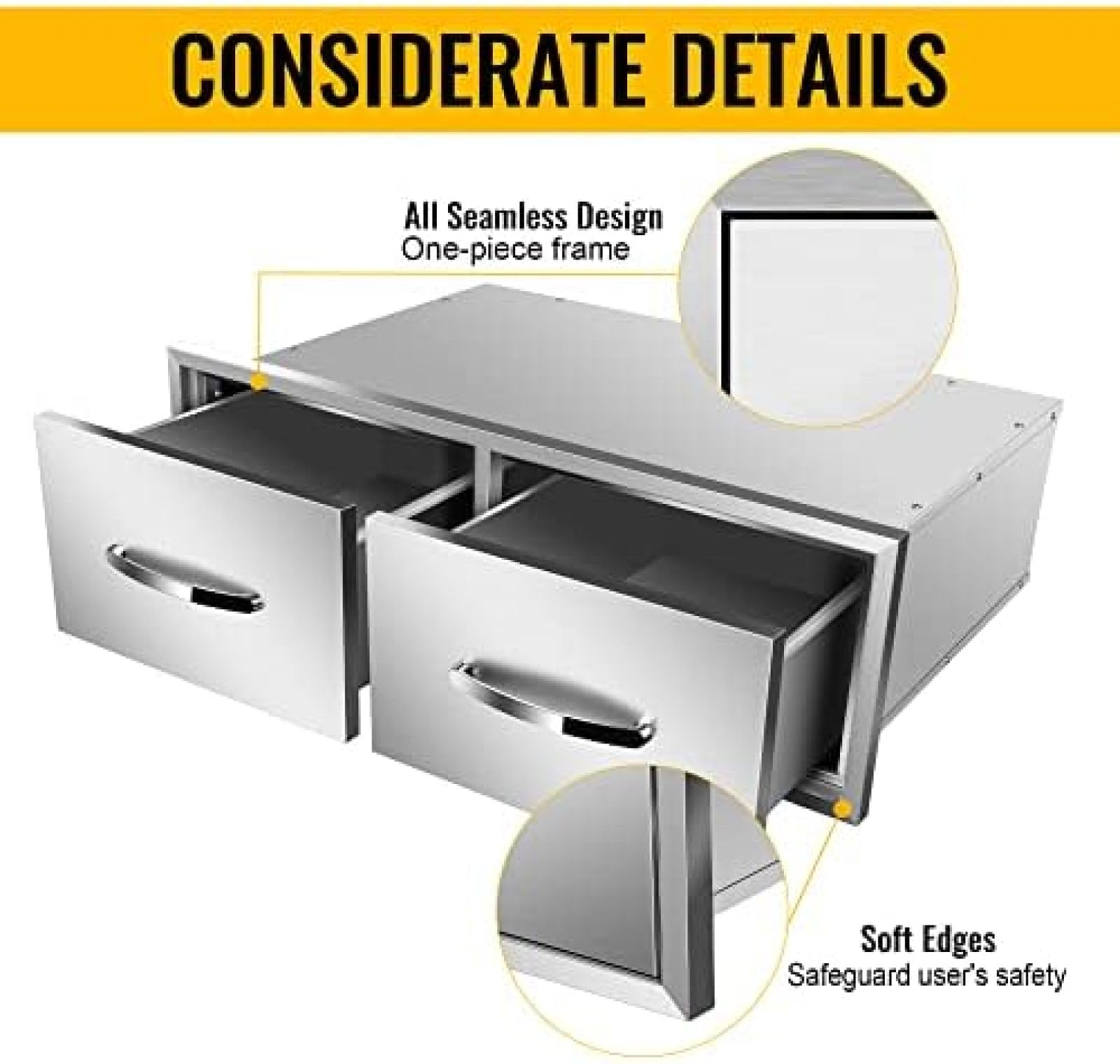 Stainless Steel BBQ Drawer for Outdoor Kitchen - 30Wx20Dx10H, Perfect for Grilling Station & BBQ Island