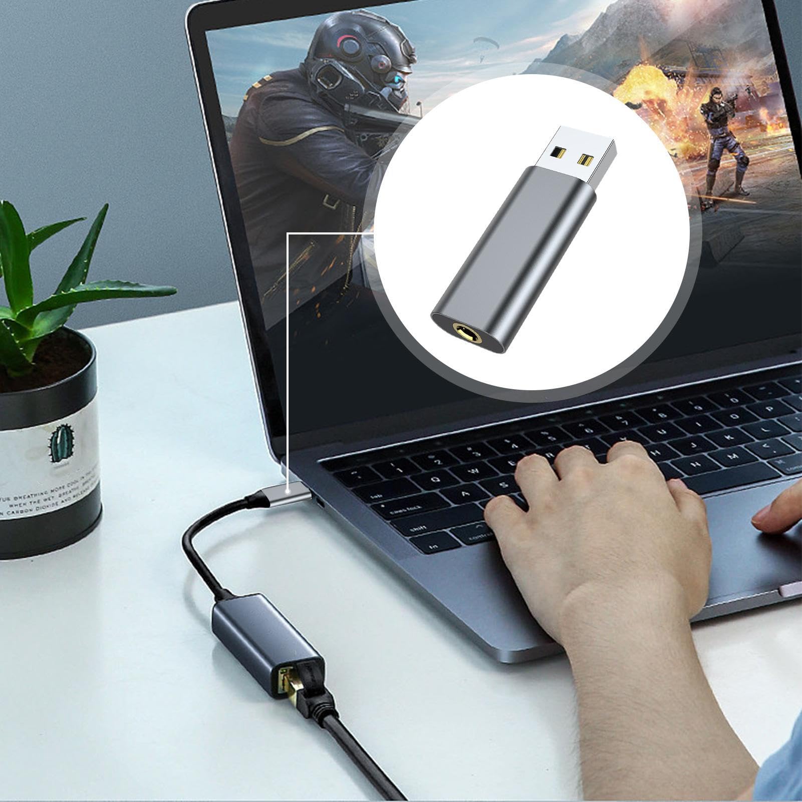 Neamou USB Sound Card Adapter - 3.5mm Audio Jack Converter for PC, Laptop, Gaming Headset | Plug & Play USB to Aux Audio Device | Perfect for Gaming (LoL, Fortnite), Streaming, Video Calls & Music