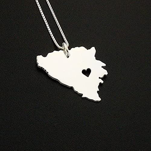 Bosnia Herzegovina Necklace - Sterling Silver Heart Pendant - Personalized Gift for Her - Perfect for Travel Lovers
