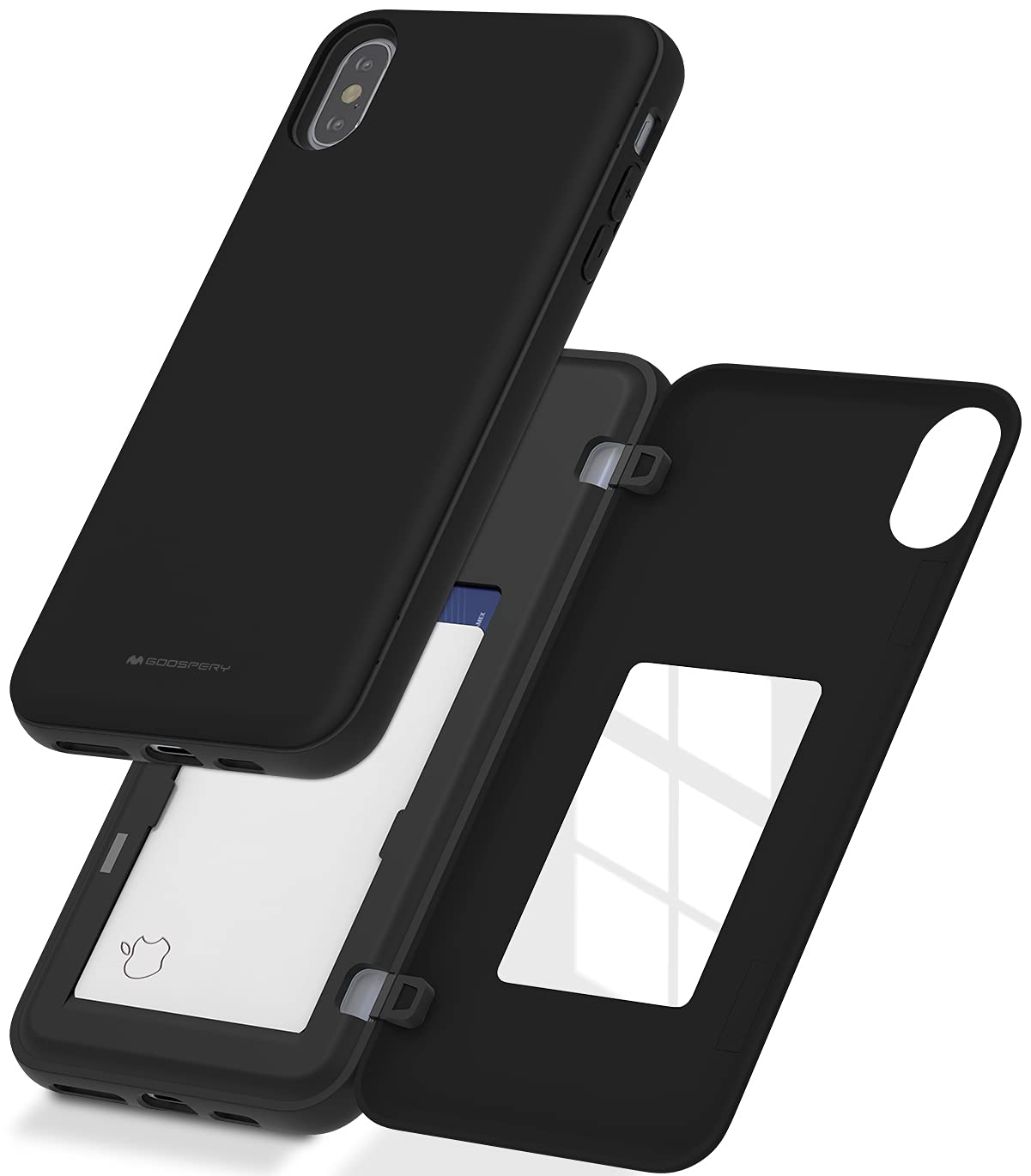 GOOSPERY Magnetic Secure Bumper Case for iPhone Xs Max - Card Holder Wallet with Auto Closure, Dual Layer Protection & Sticky Mirror (Black) | Perfect for Everyday Use, Travel & Hands-Free Convenience