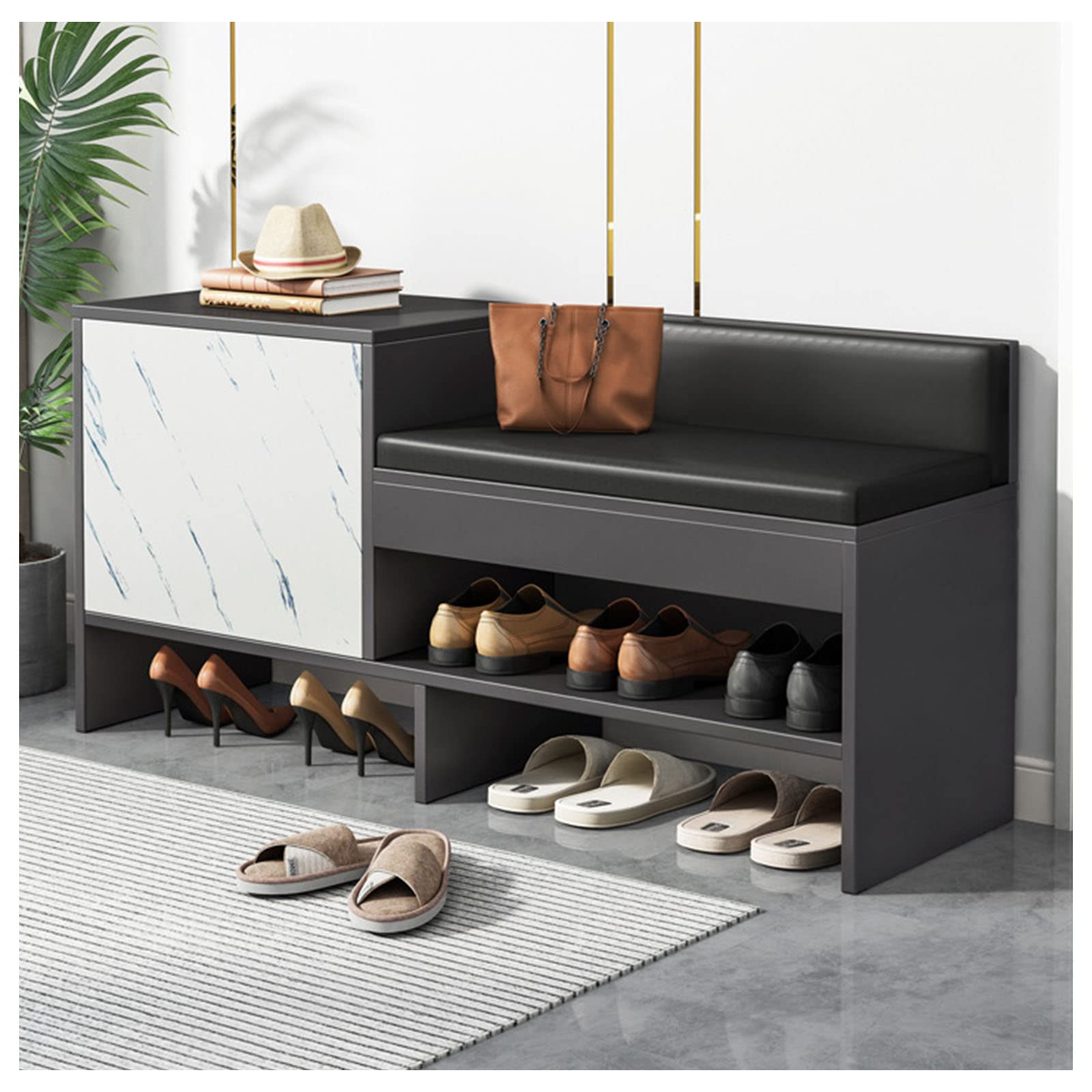 TREWQ Upholstered Footstool - Multifunctional Shoe Changing Bench with Storage, 100x30x50cm, Living Room Ottoman, Entryway Shoe Stool, Sofa Pouffe for Comfortable Seating & Relaxation - Perfect for Small Spaces, Hallways & Bedrooms