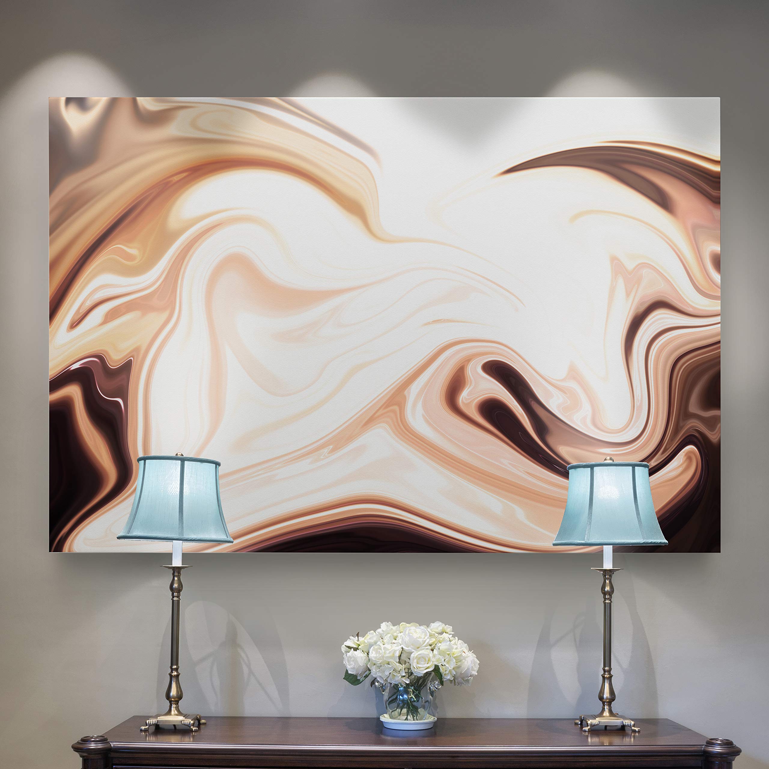 Cappuccino Marble Pattern Gallery Wrapped Canvas Wall Art - Modern Abstract Painting for Living Room, Bedroom & Office Decor
