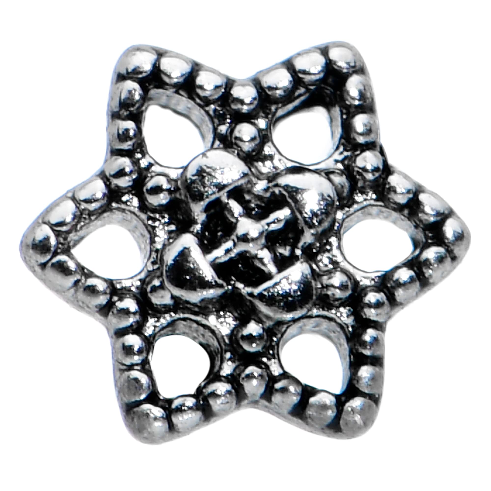 20G Stainless Steel L-Shaped Nose Ring with Hexagram Flower Design - Body Piercing Jewelry for Women (1/4