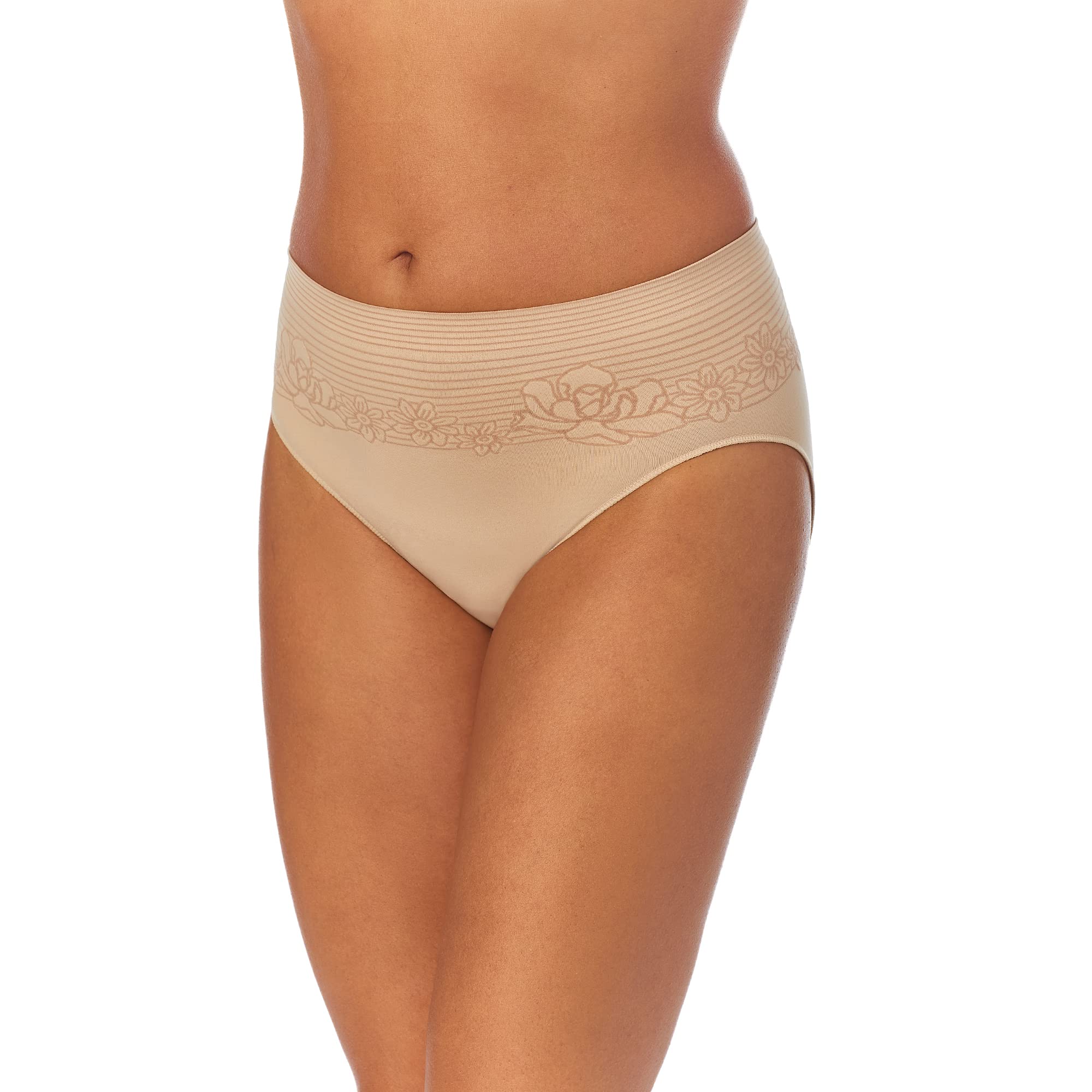 Ellen Tracy Women's Seamless Hi-Cut Brief Panties 3-Pack - Ultra Soft Scalloped Edge Underwear for Everyday Comfort & Lounge Wear