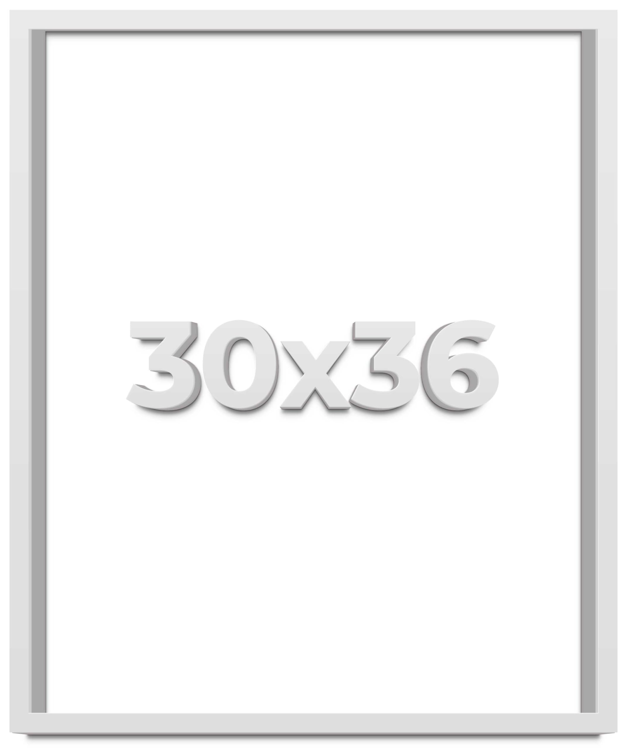 30x36 Inch White Contemporary Solid Wood Picture Frame - 1.125 Inch Moulding Width with UV Acrylic Plexiglass | Includes Foam Board Backing & Hanging Hardware | Perfect for Wall Art, Family Photos, and Office Decor