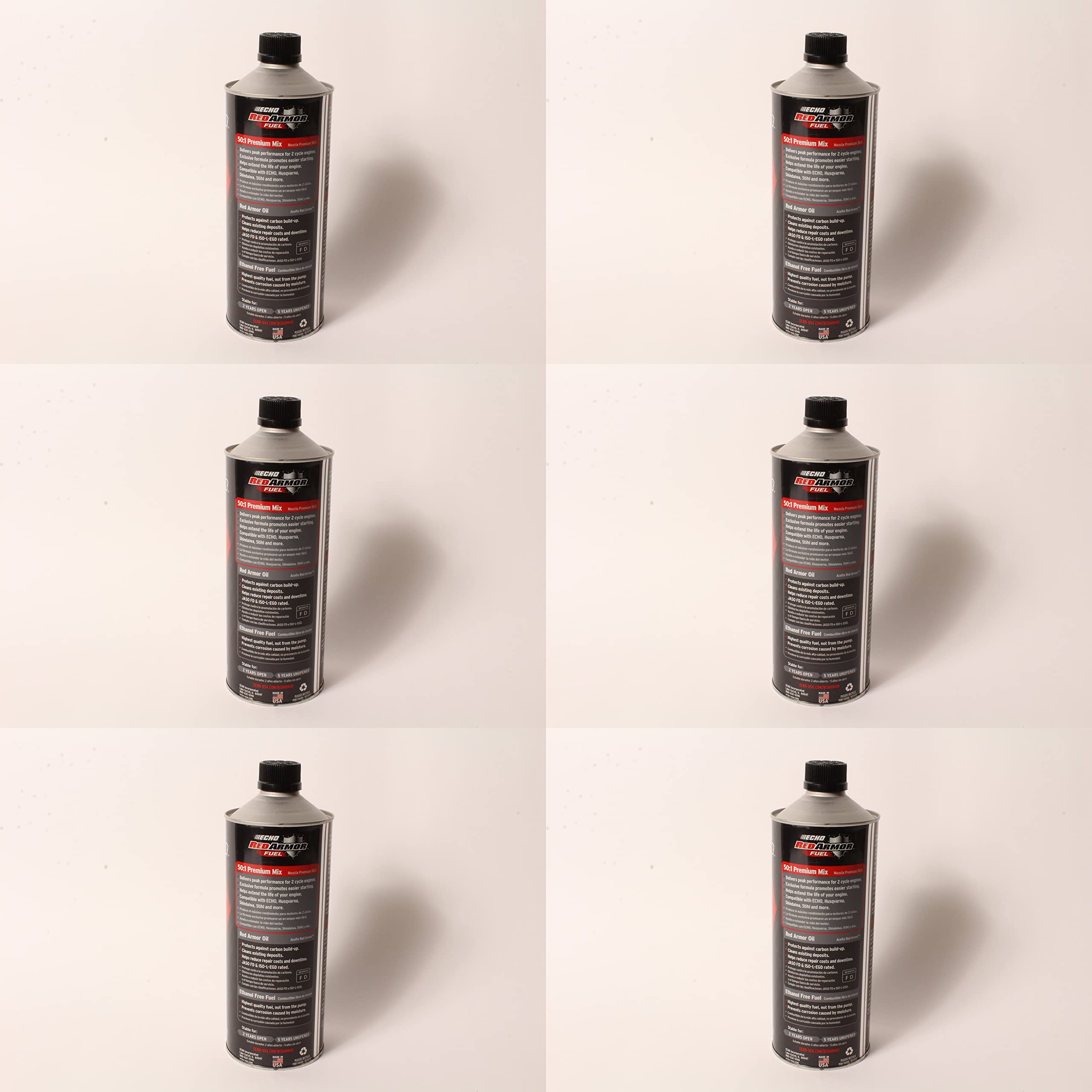 Echo Red Armor 32 oz. 50:1 Pre-Mixed Ethanol Free Fuel - 6 Pack for 2-Cycle Outdoor Power Equipment - Perfect for Chainsaws, Trimmers & Blowers