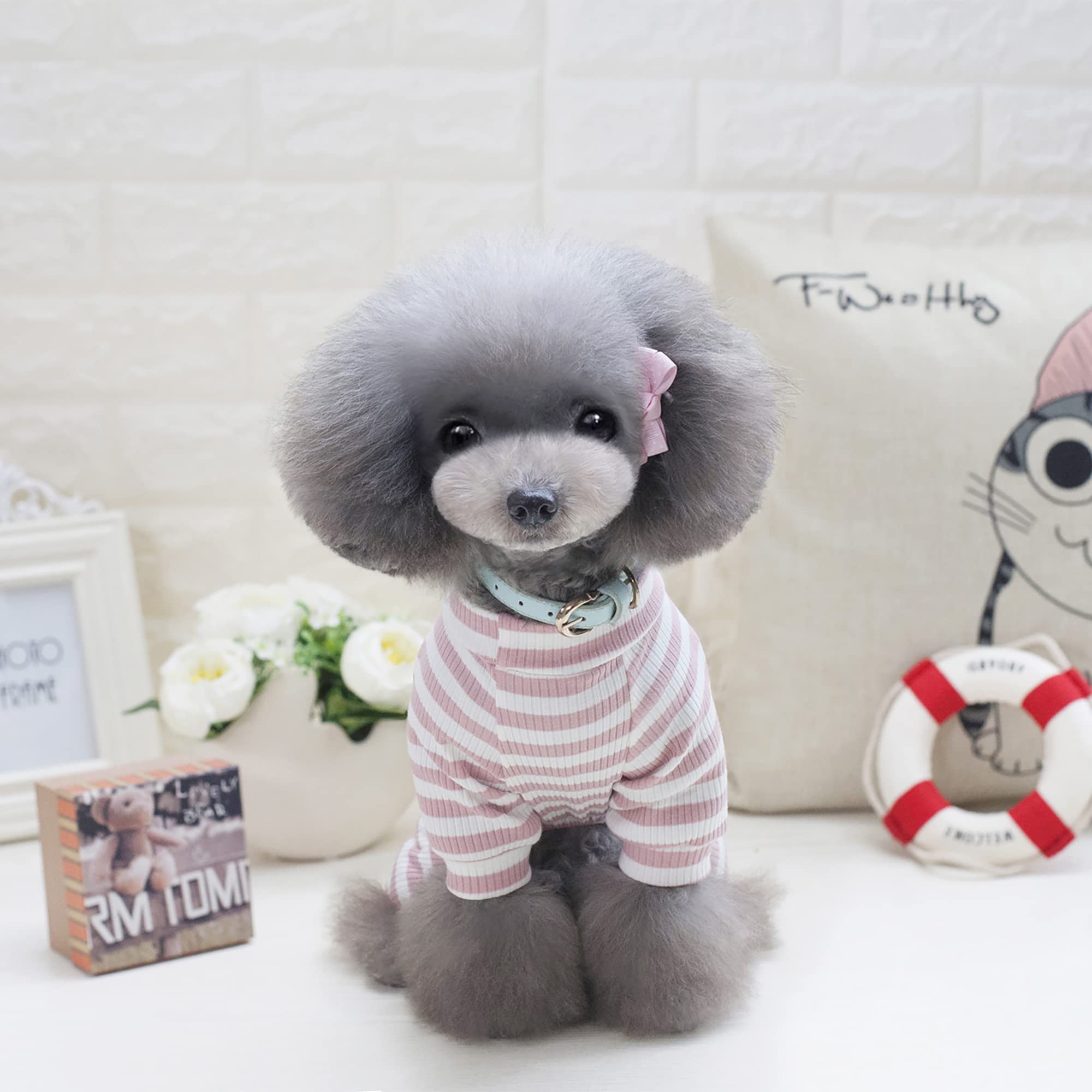 Small Dog Pajamas for Girls - Warm Long Sleeve Onesie Outfits for Puppy Sleep & Play