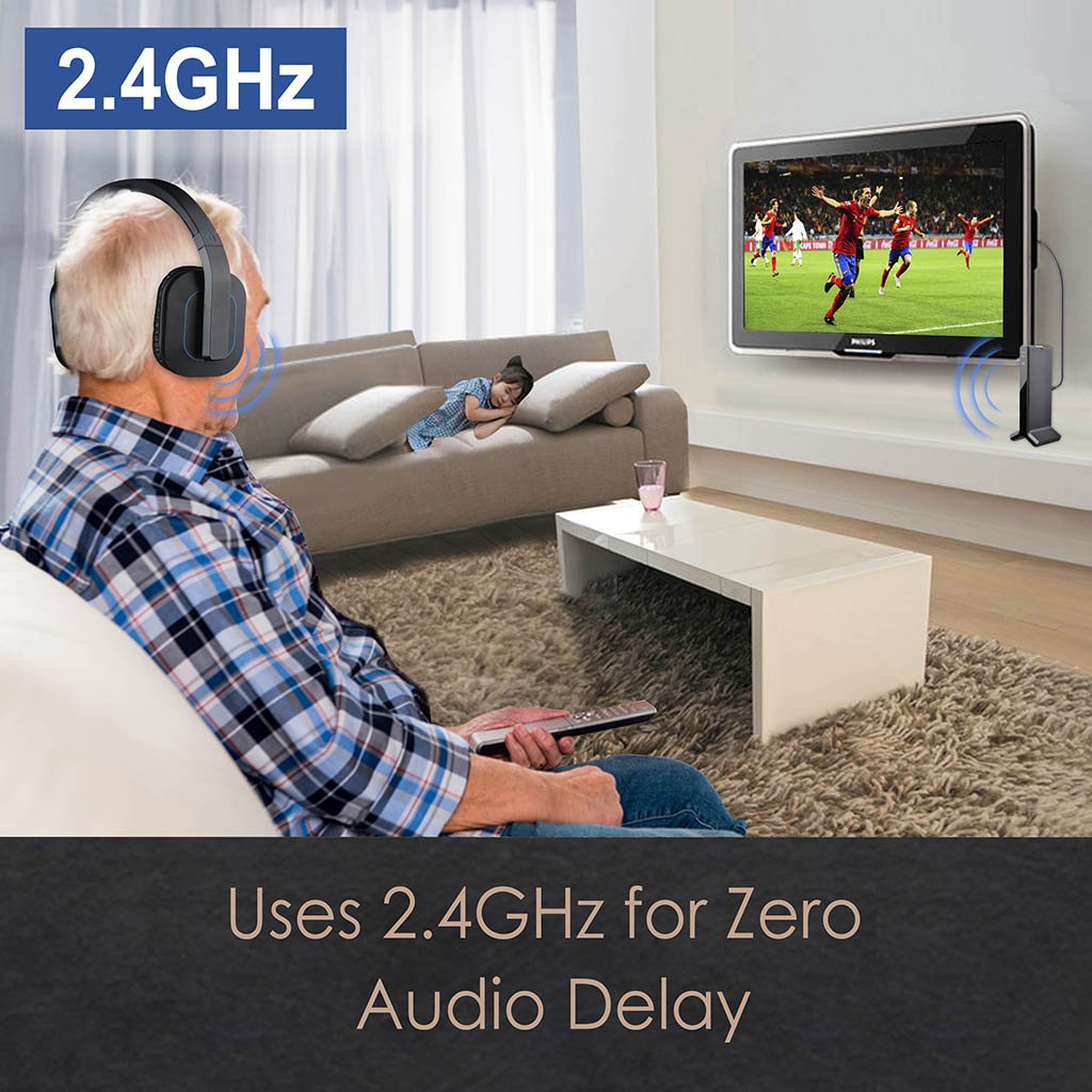Avantree HT280 Wireless Headphones for TV - 2.4G RF Transmitter with Charging Dock, Digital Optical Audio, High Volume for Seniors, 100ft Range, No Delay, Plug & Play - Perfect for Home Theater, Late Night Viewing, and Hearing Assistance